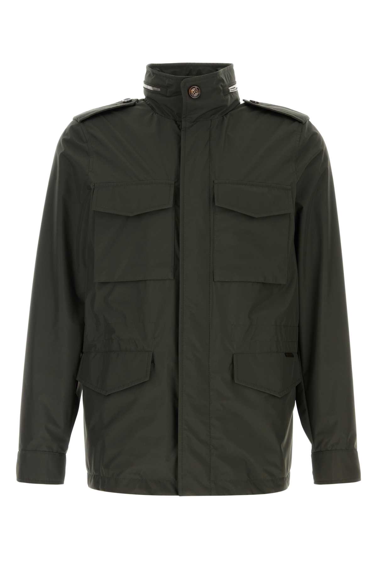 Moorer Denver Jacket With Buttoned Cuffs And Epaulettes In Forest