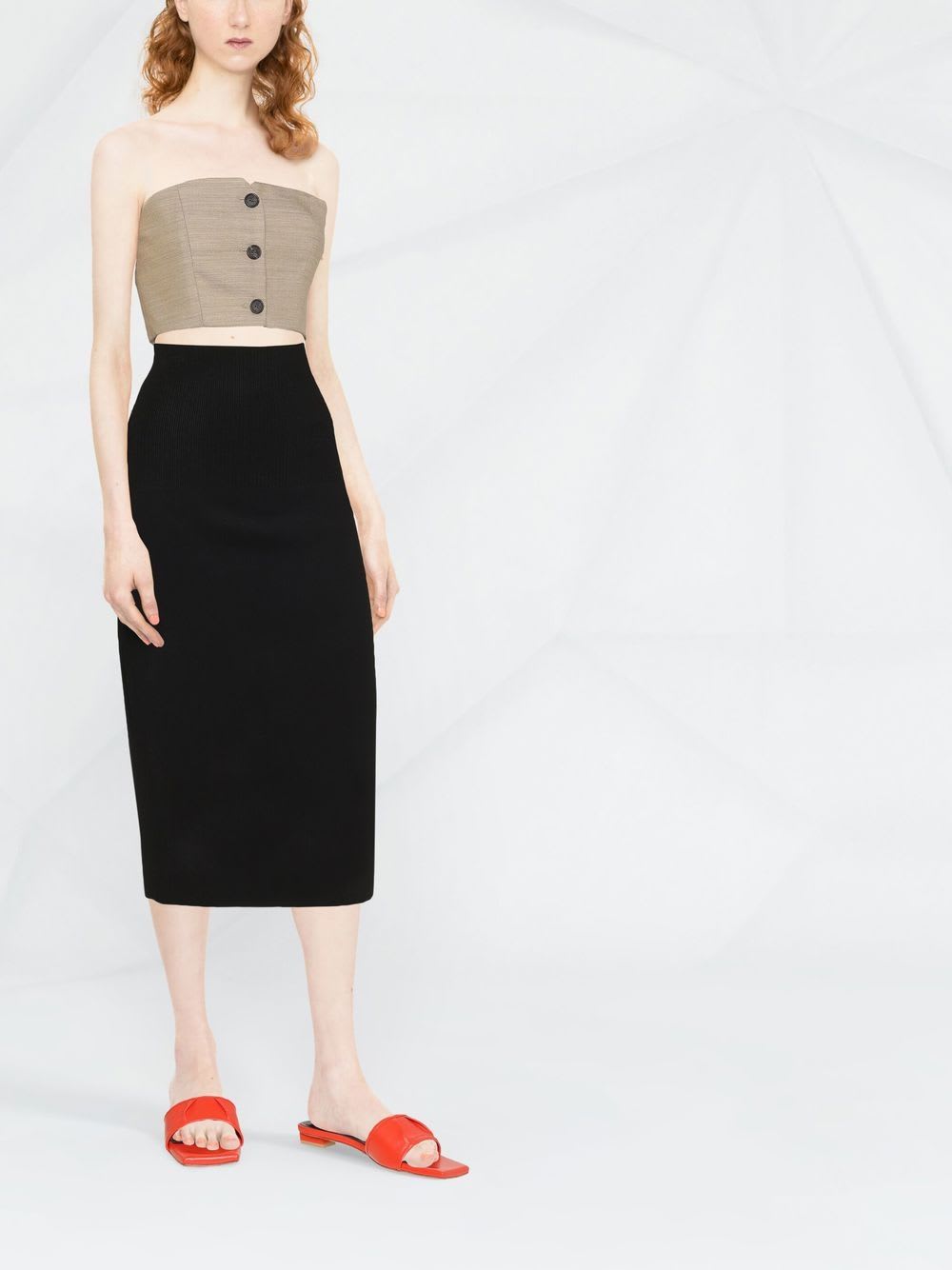 Victoria Beckham Fitted Midi Skirt In Black