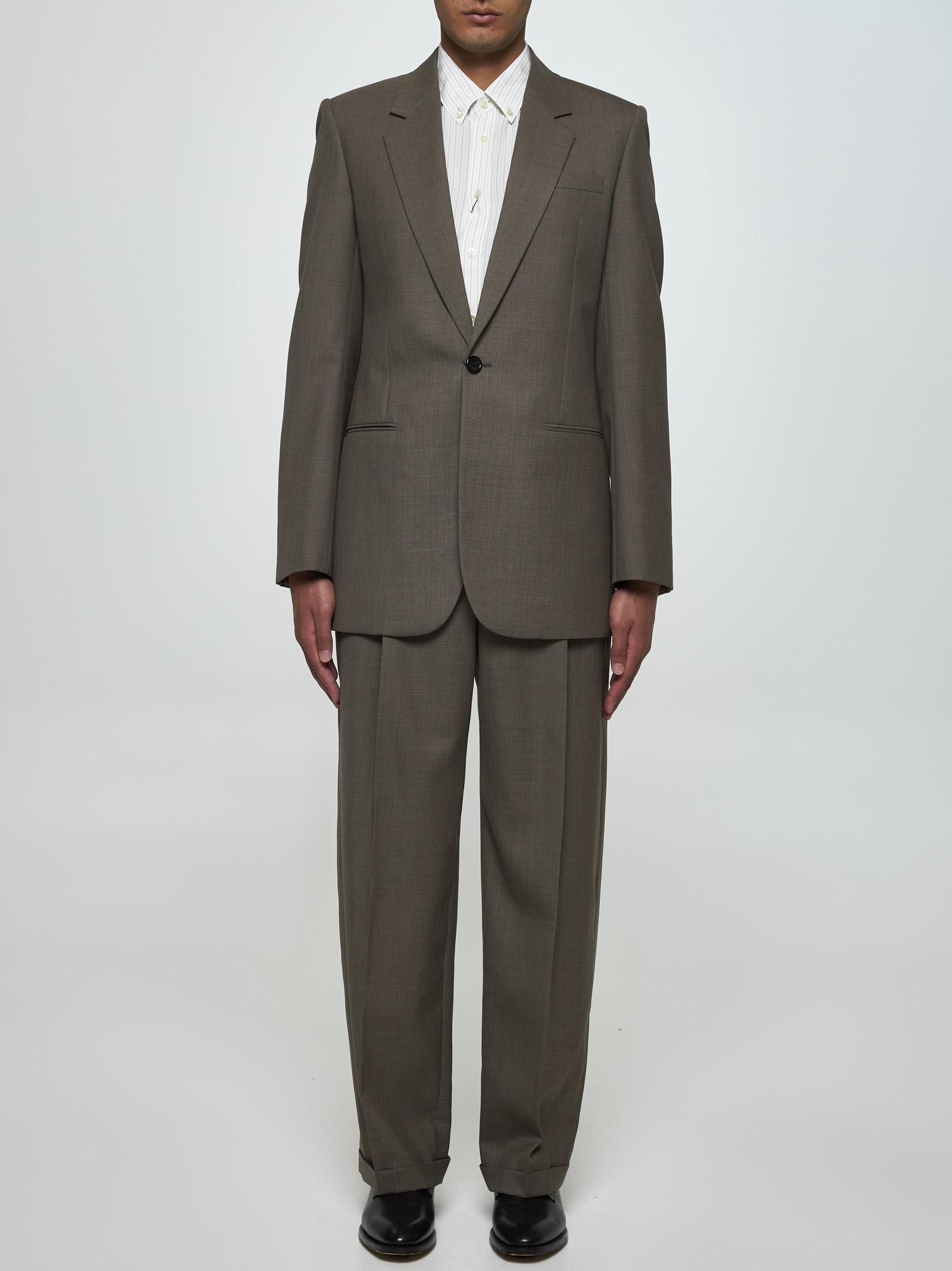 Saint Laurent Single-breasted Wool Blazer In Taupe Chine