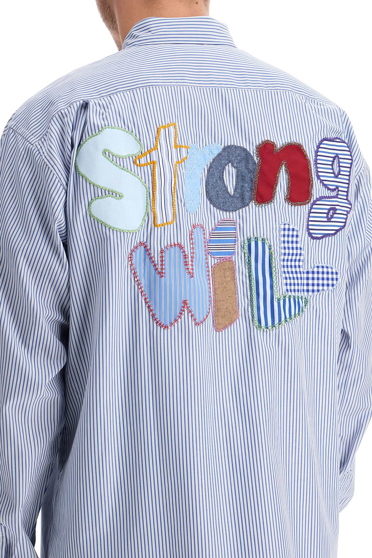 Shop Comme Des Garçons Shirt Strong Will Striped In Stripe (blue)