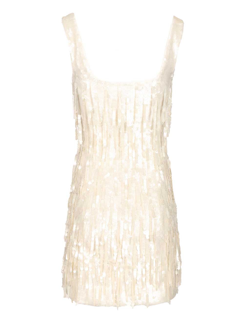 Staud Le Sable Dress Pailettes Fringe Dresses White In White