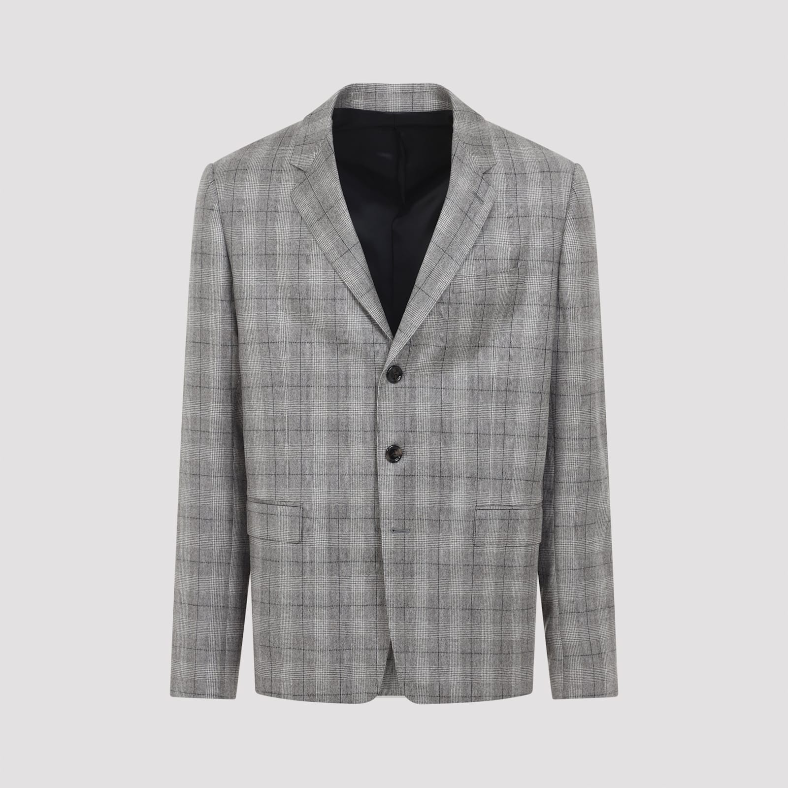 Celine Prince Of Wales Checked Wool And Cashmere-blend Blazer In Gray