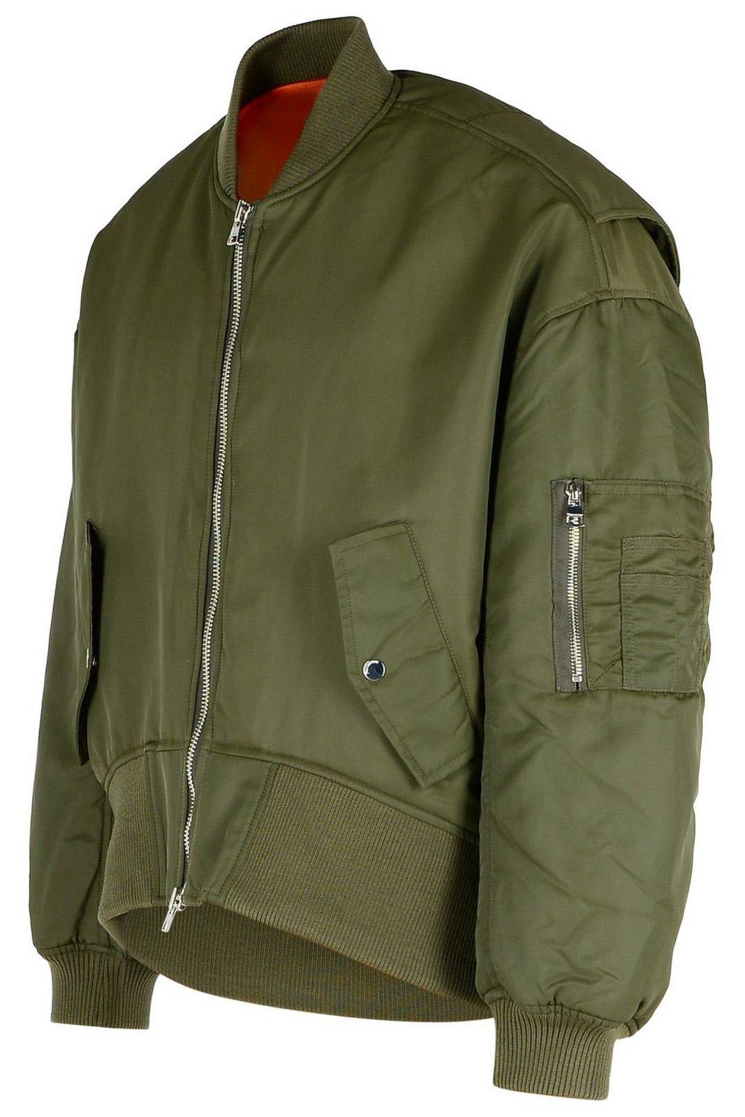 Jw Anderson Oversized Curved Hem Bomber Jacket Olive In Olive