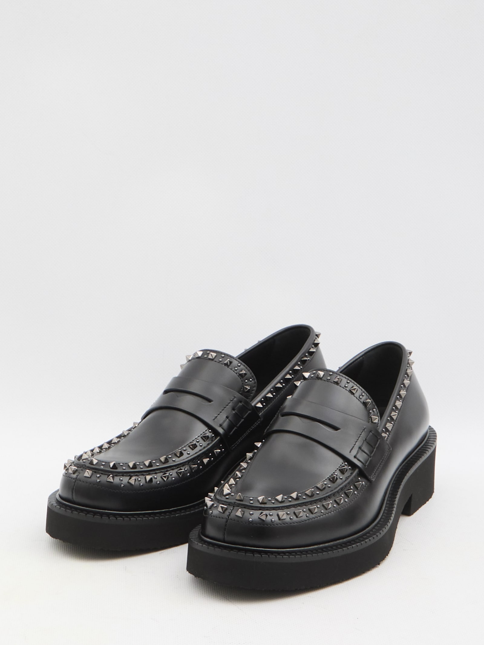 Shop Valentino Gentleglam Loafers In Black