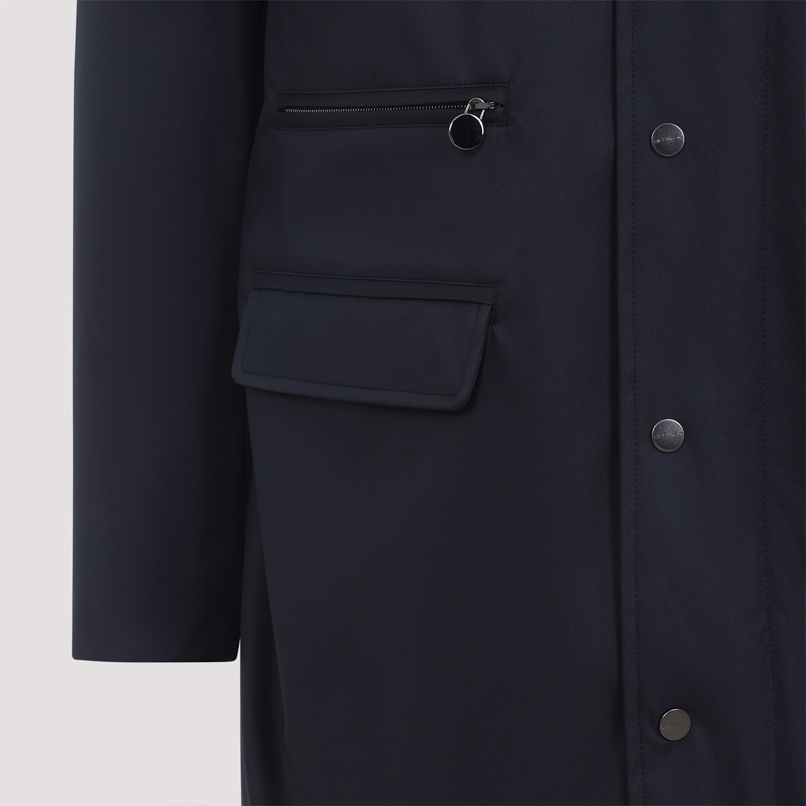 Kiton Polyester Coat In Blue