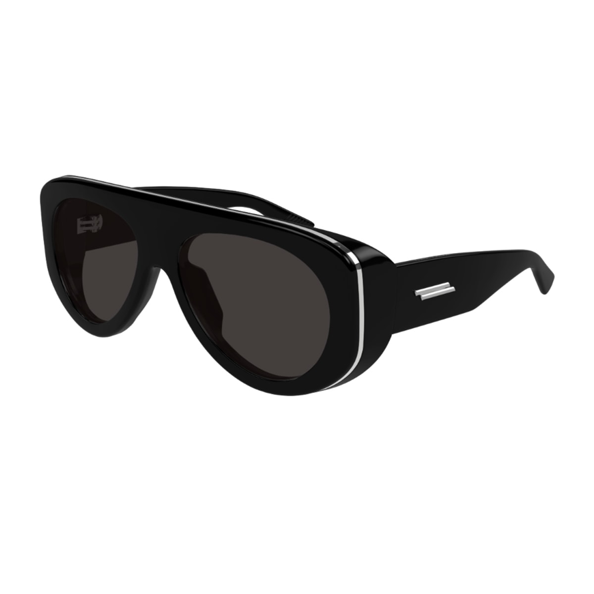 Bottega Veneta Bv1362s Linea Ribbon 001 Black Grey Sunglasses In Black