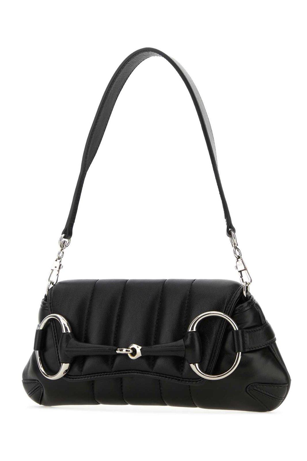 Shop Gucci Horsebit Chain Small Shoulder Bag In Black