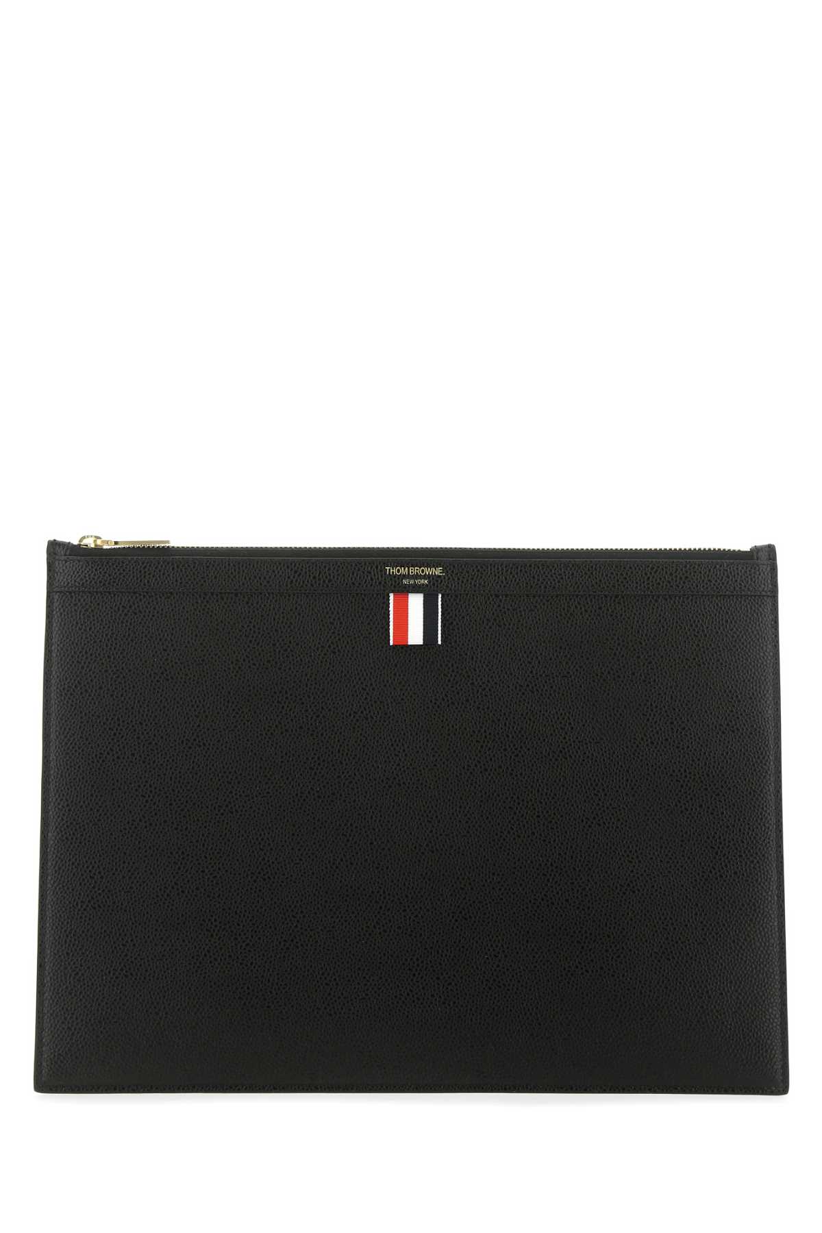 Shop Thom Browne Black Leather Document Case In 001