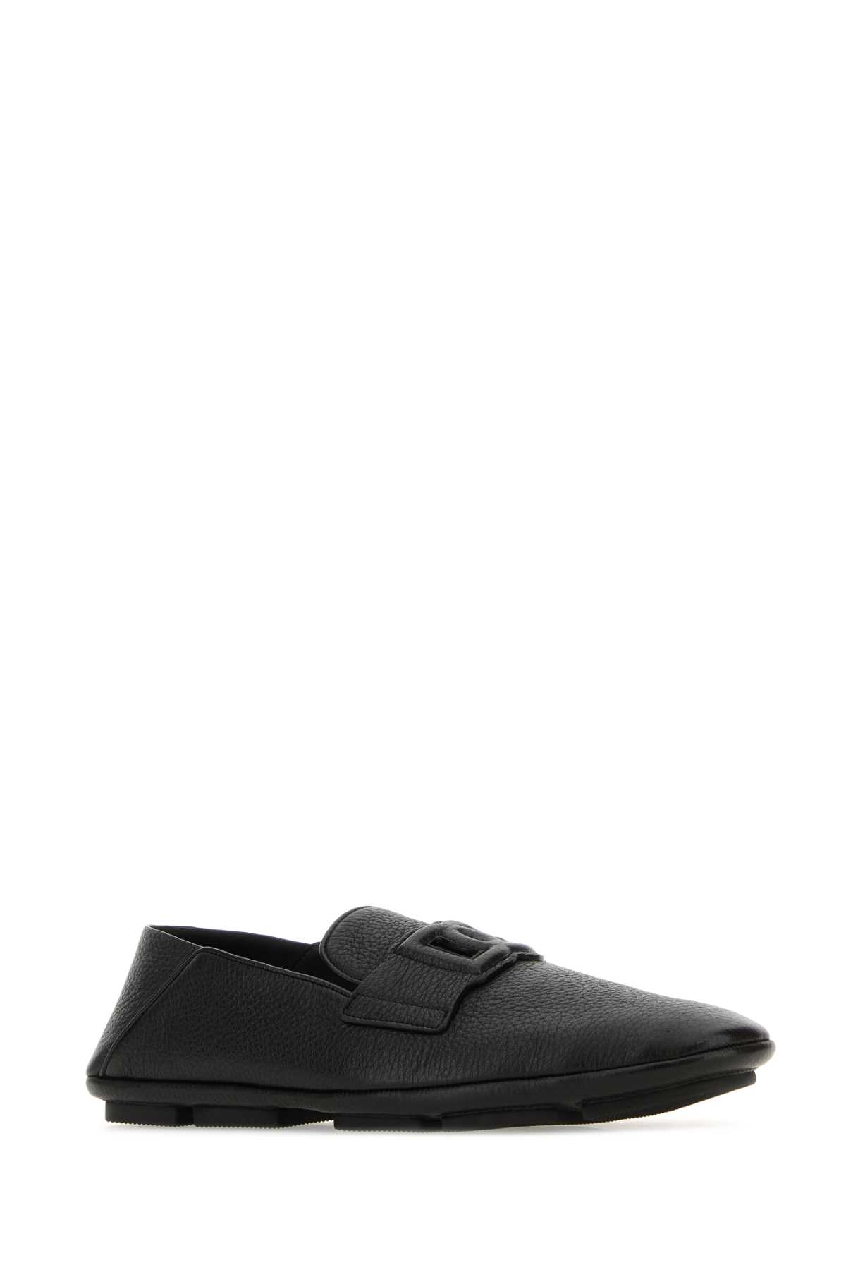 Dolce & Gabbana Black Leather Driver Loafers In Nero
