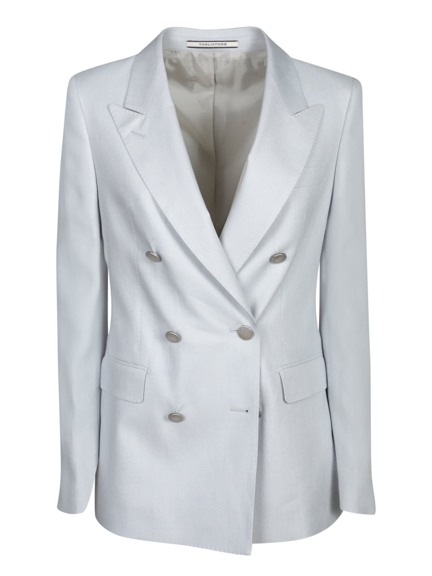 TAGLIATORE PARIGI LINEN JACKET IN PEARL GREY