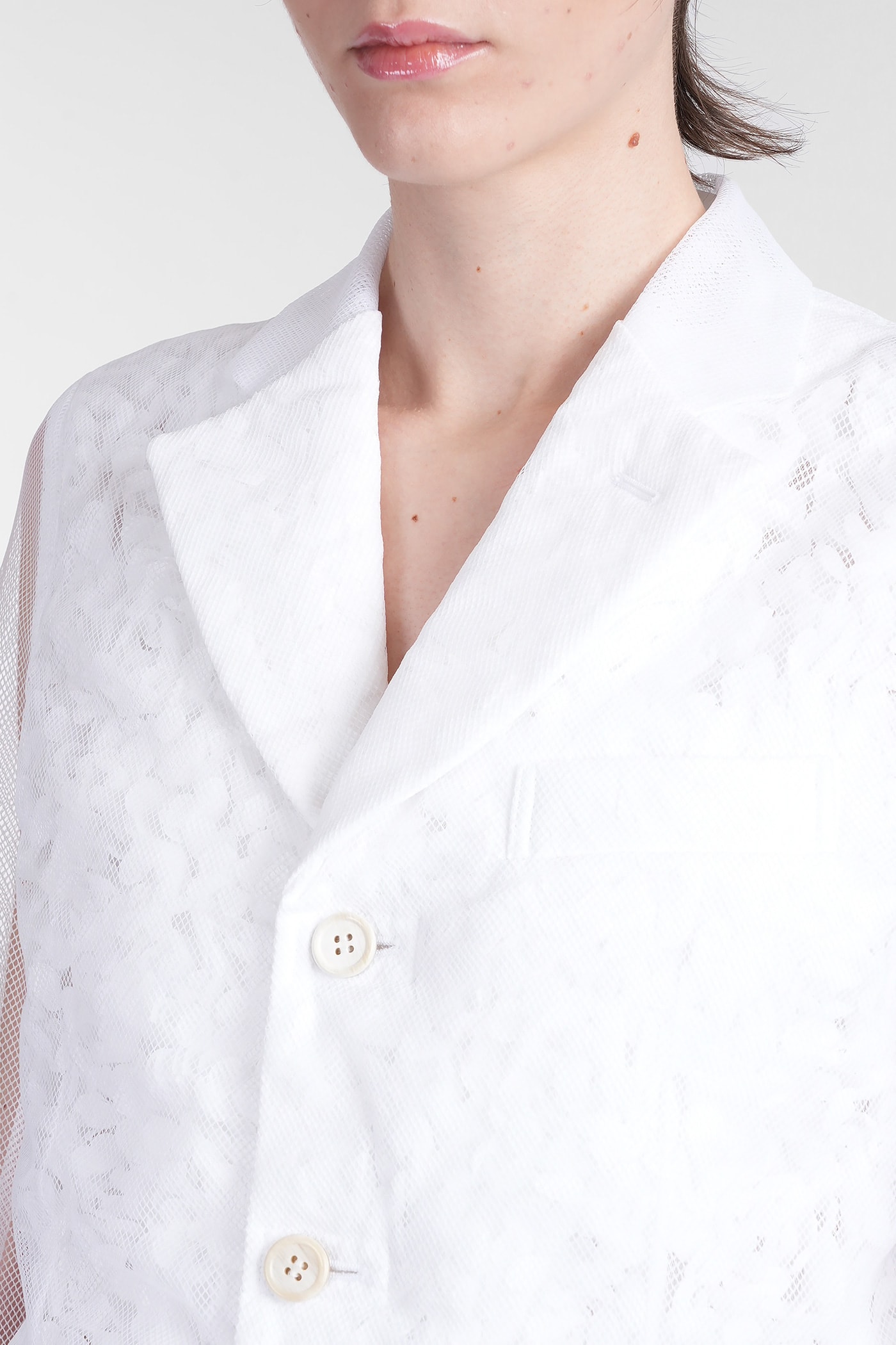 Shop Comme Des Garçons Blazer In White Nylon