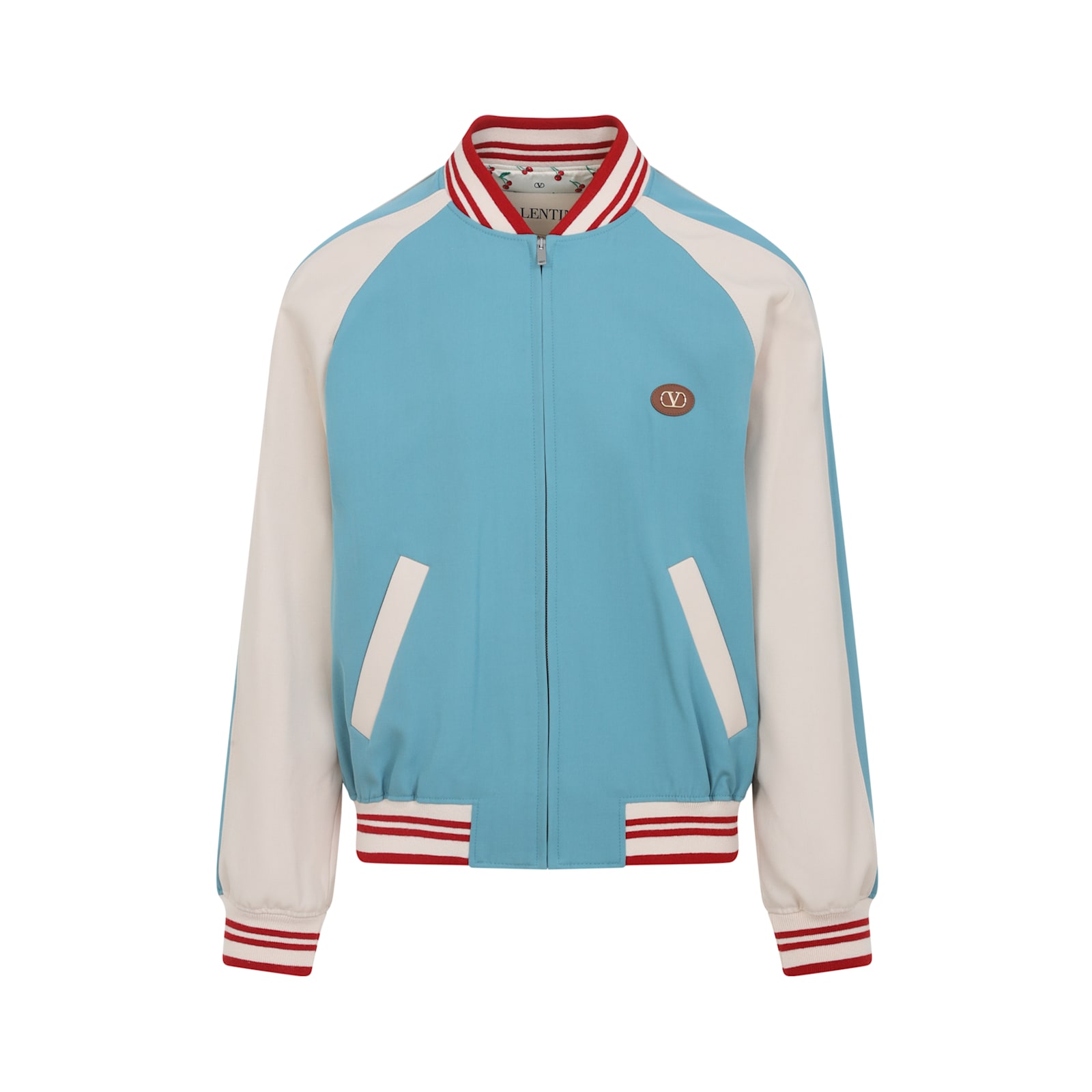 Valentino Le Chat De La Maison Wool Bomber Jacket In Blue
