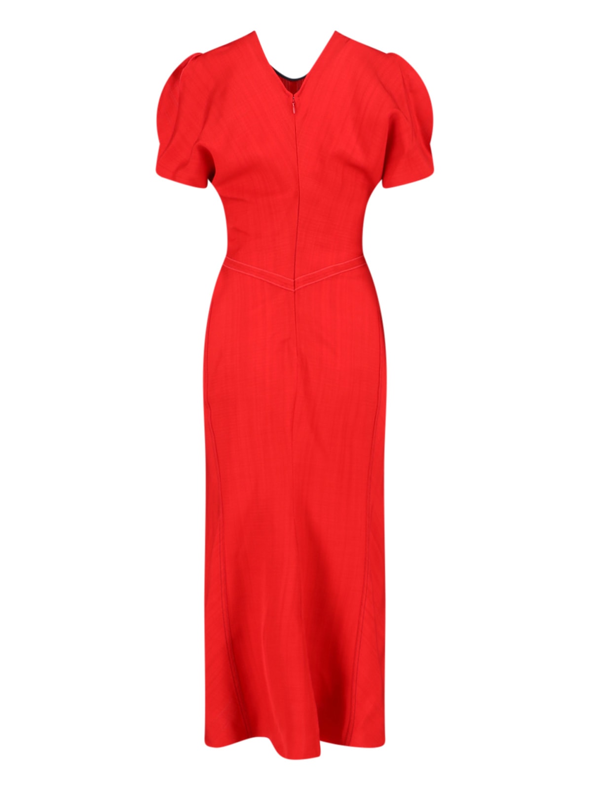 Shop Victoria Beckham Draped Midi Dress In Red