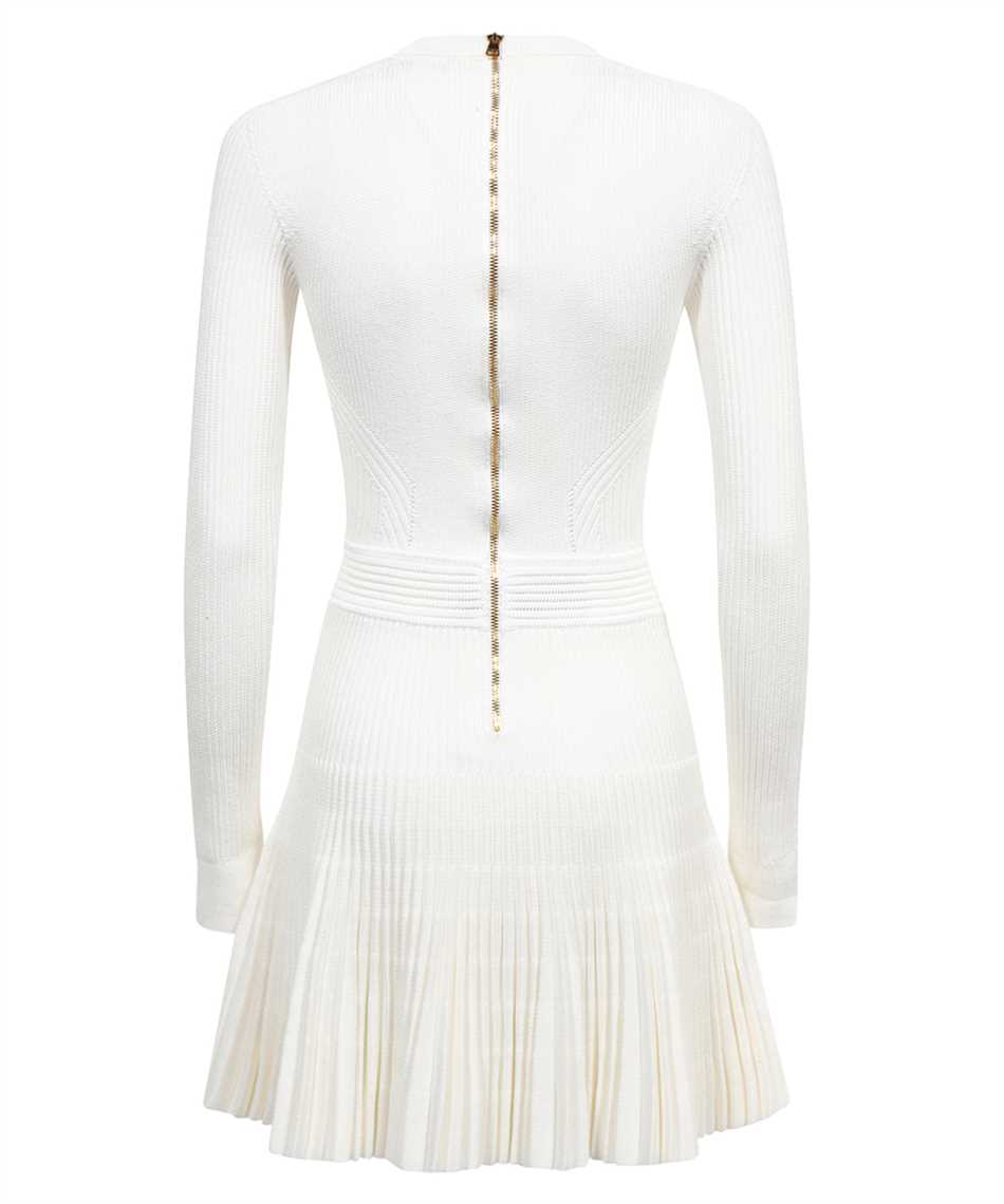 Balmain Lion-button Pleated Mini Dress In White
