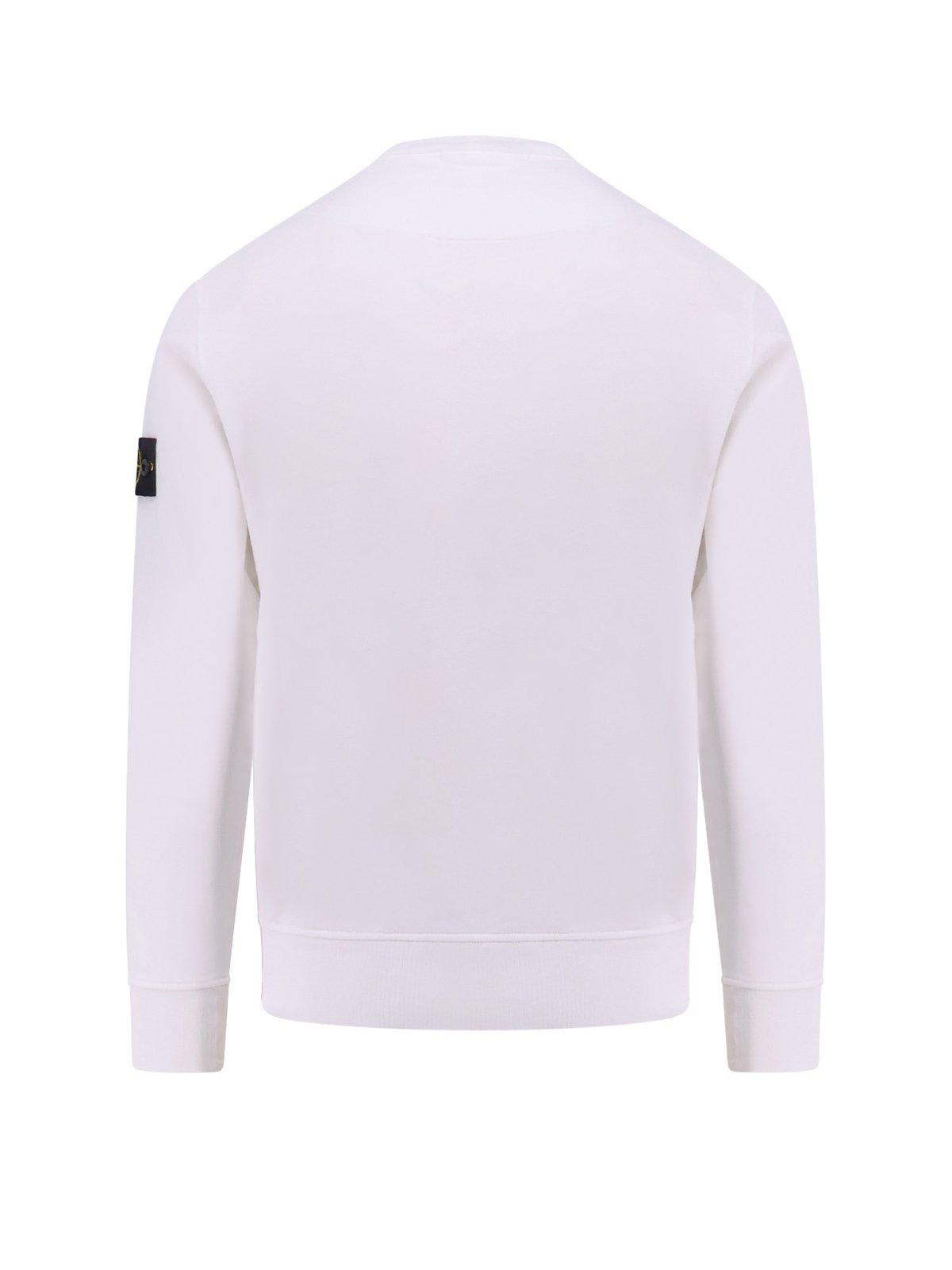 Stone Island Compass Patch Crewneck Sweatshirt In White