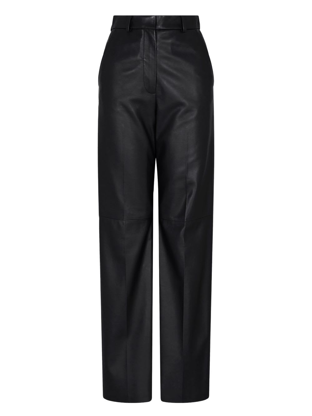 Emporio Armani Leather Trousers In Black