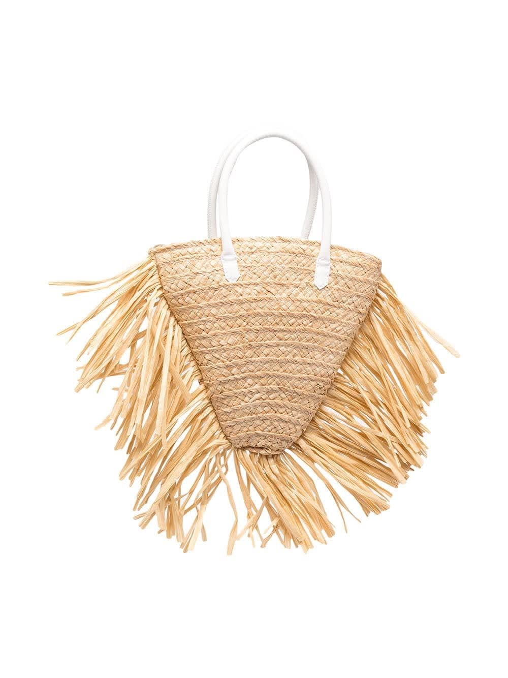 Il Gufo Handbag In Raffia And Leather With Fringes