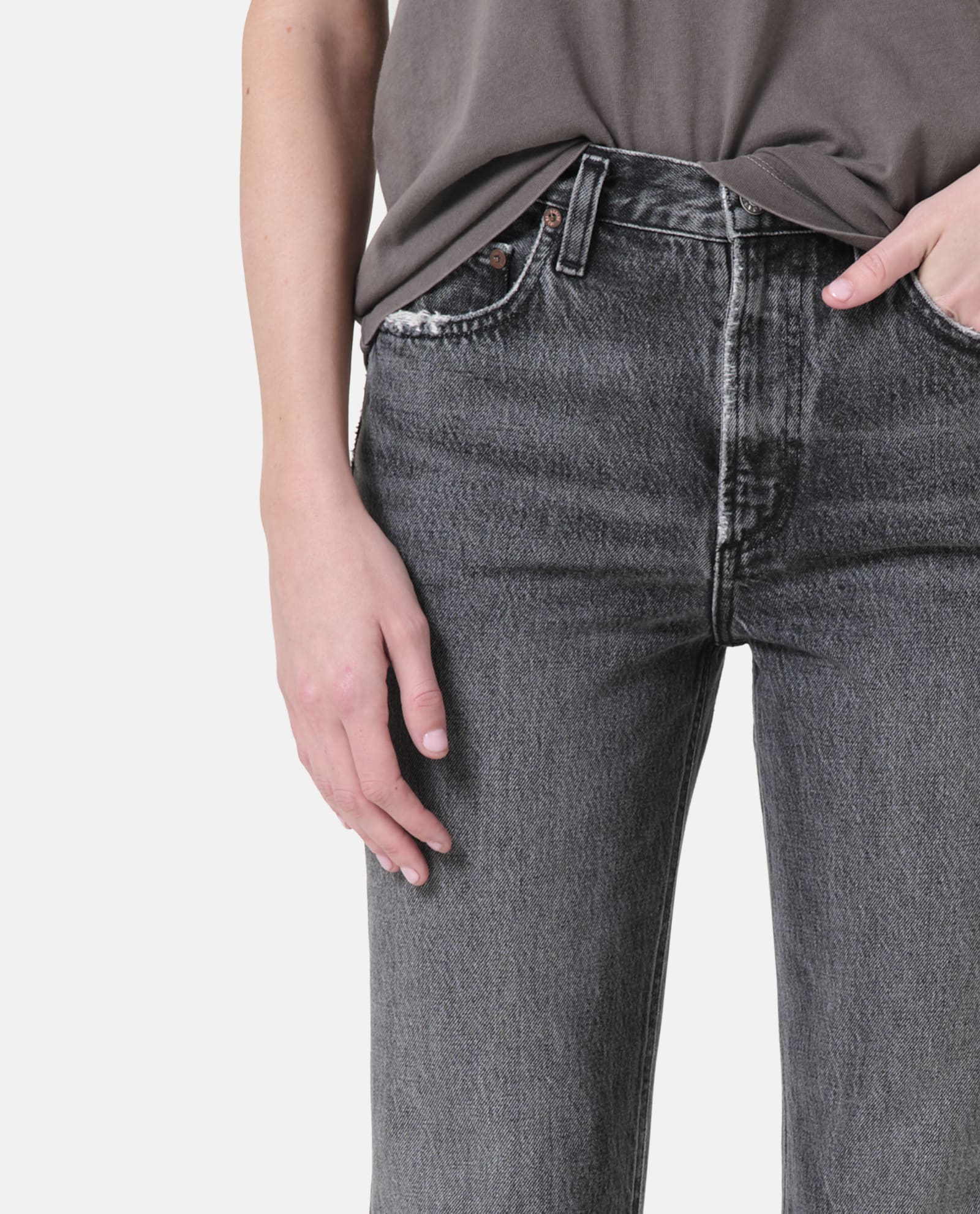 Shop Agolde Valen Spirit Denim Pants In Grey