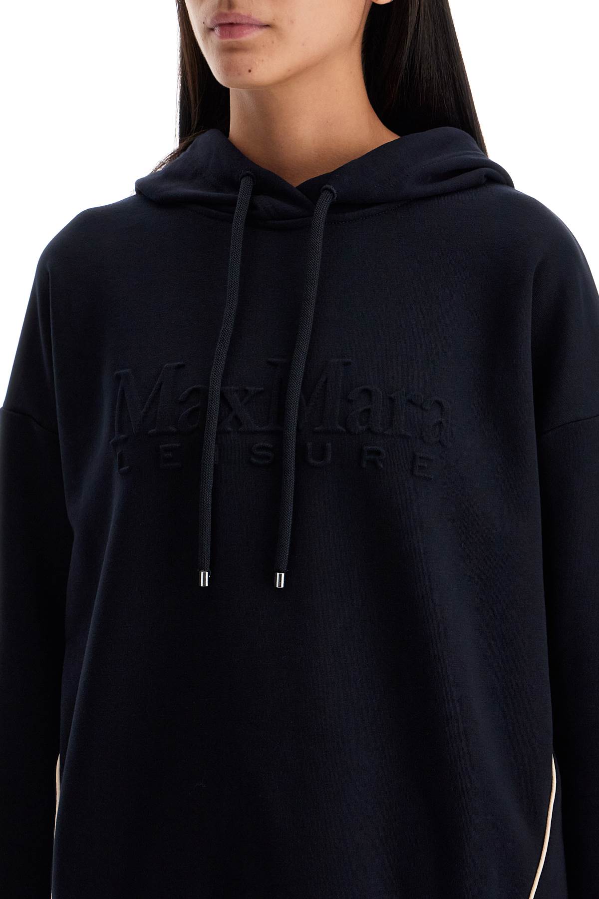 Shop Max Mara Hooded Sweatshirt With Piping In Blu (black)