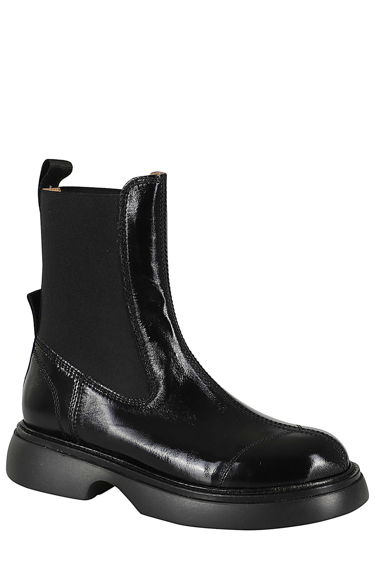 Shop Ganni Everyday Mid Chelsea Boots Tonal Naplack In Black