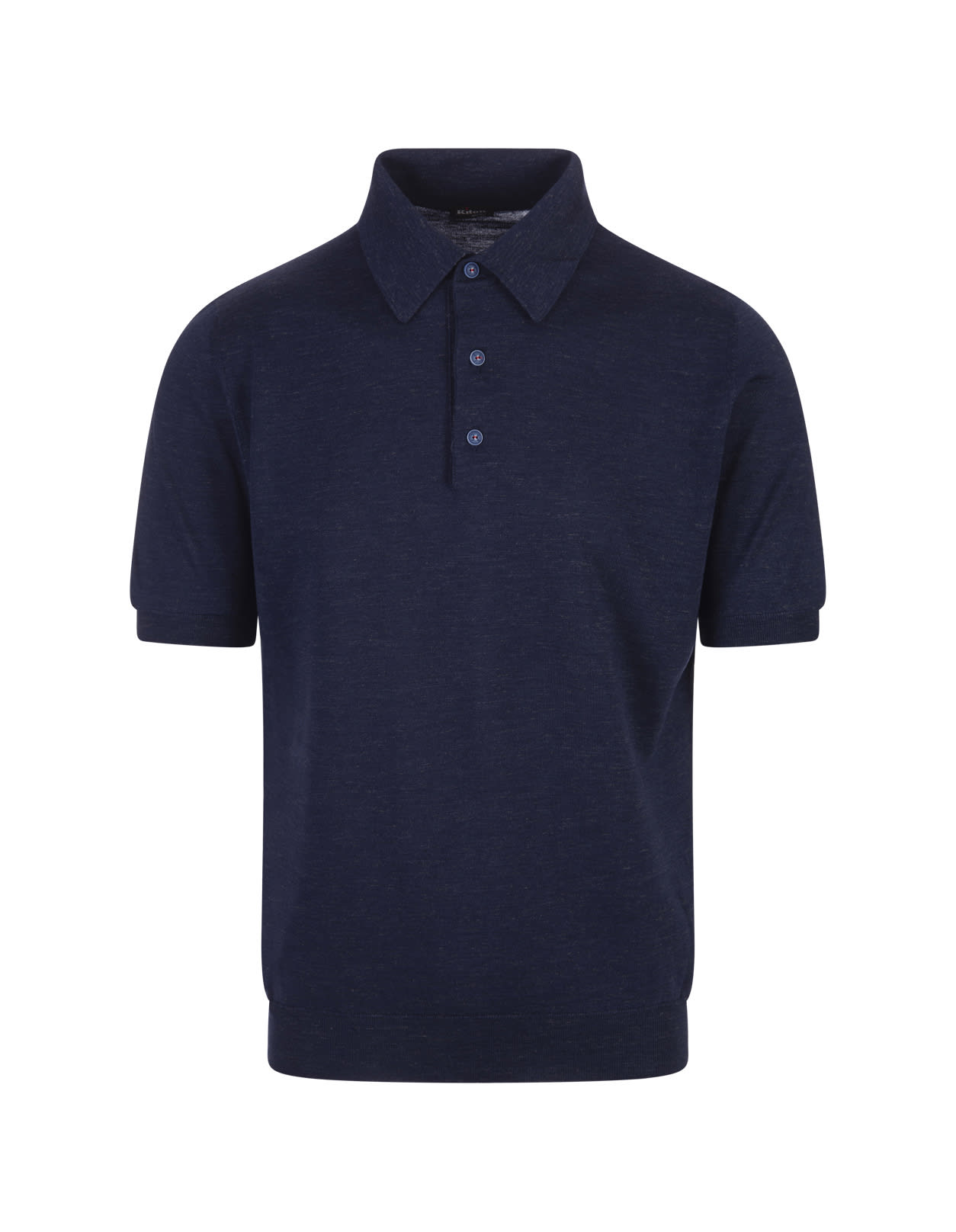 Navy Blue Knitted Short-sleeved Polo Shirt