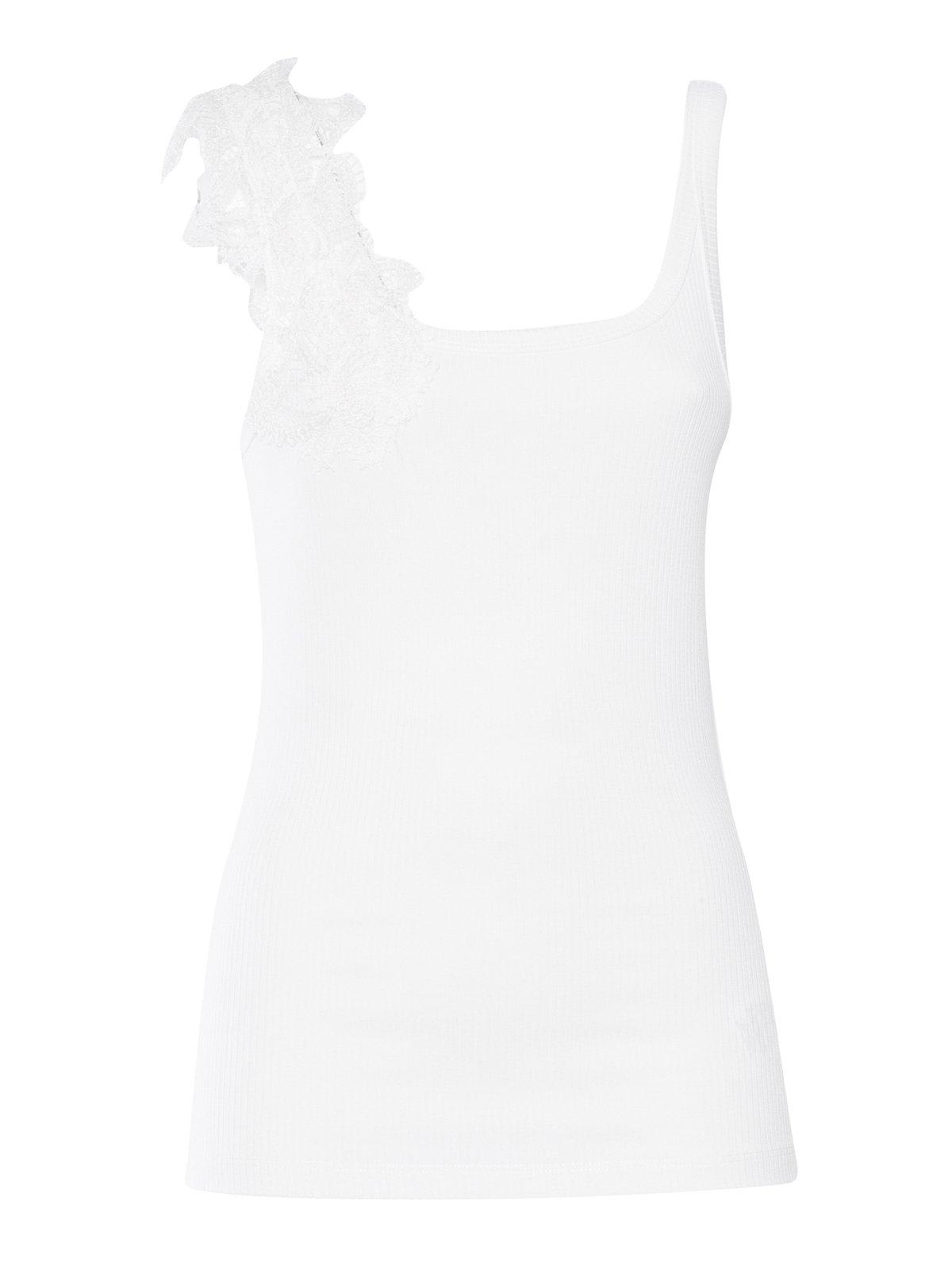 Ermanno Firenze Rebrode Lace Ribbed-knit Vest