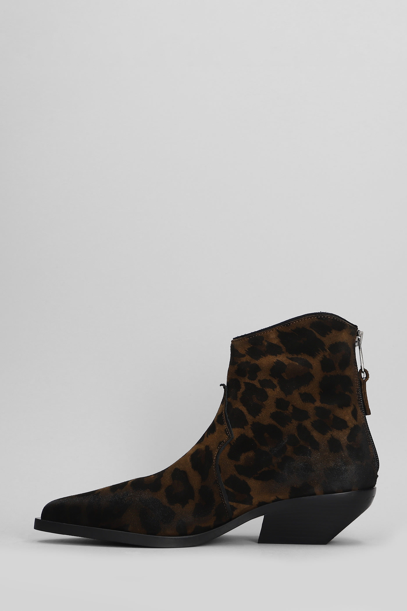 Shop Elena Iachi Texan Ankle Boots In Animalier Suede