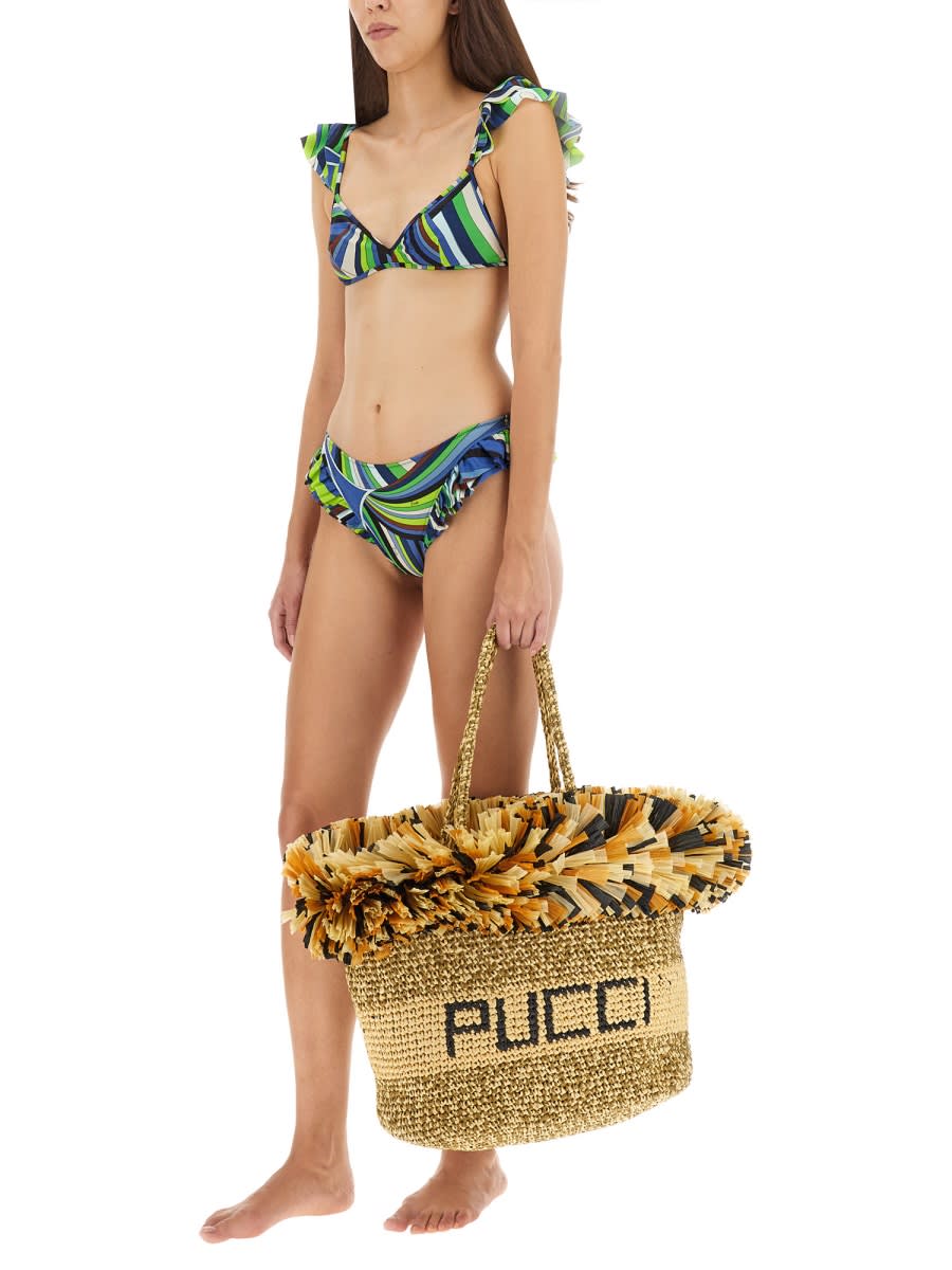 Shop Pucci Bikini Briefs With Logo In Multicolour