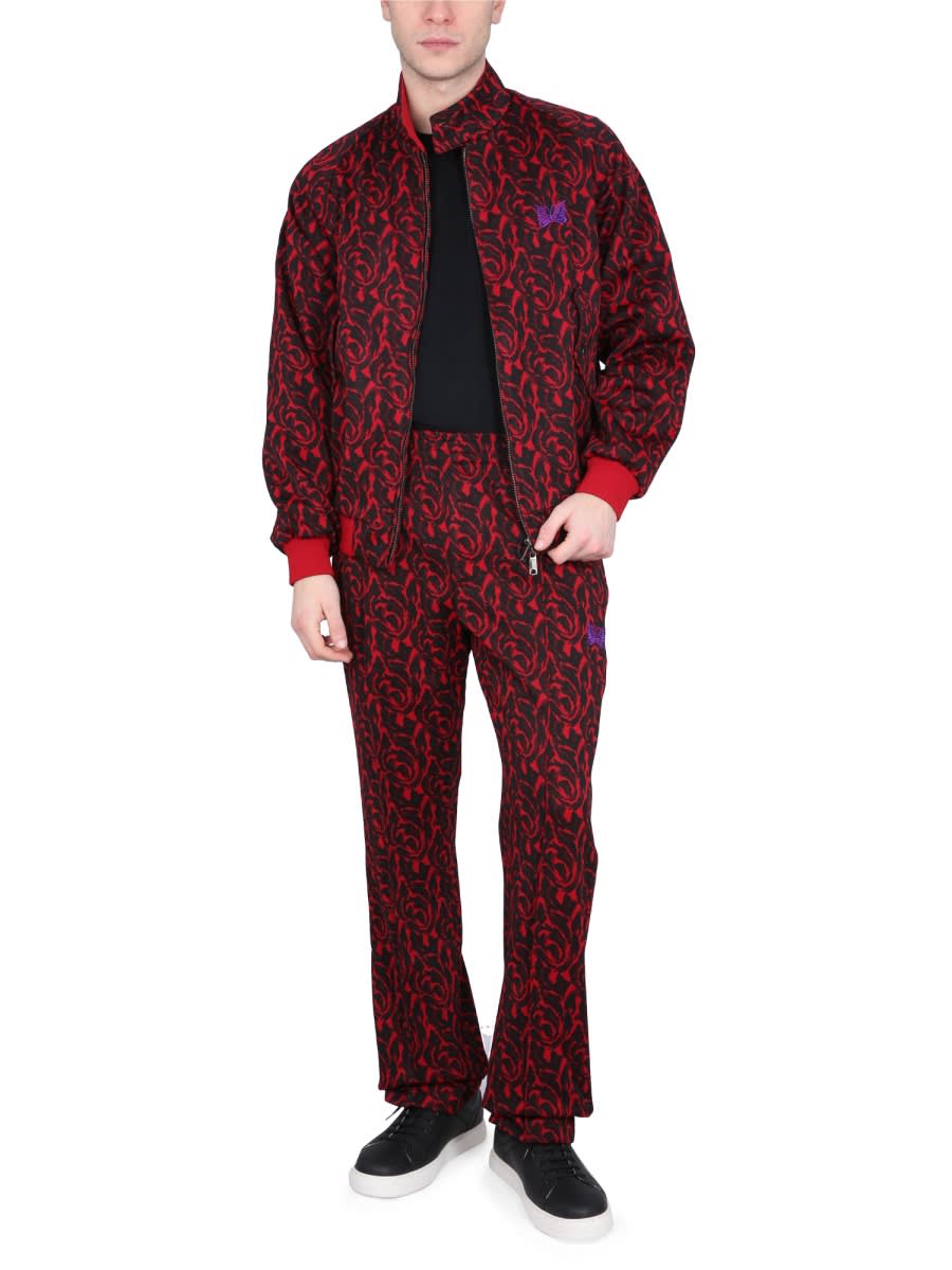 Needles Harrington Track Jacket In Jacquard Jersey In Red