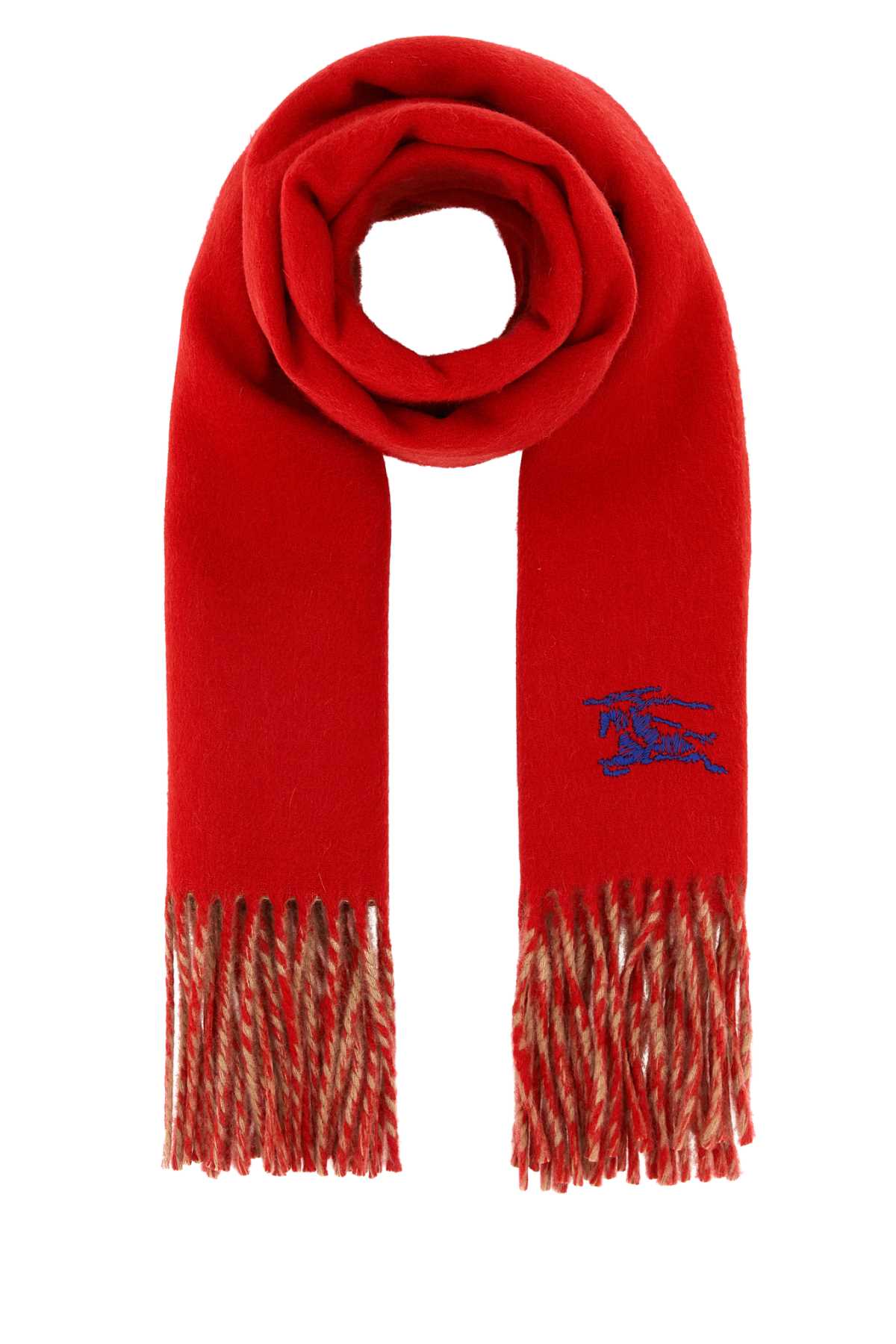 Burberry Red Cashmere Reversible Scarf In Red