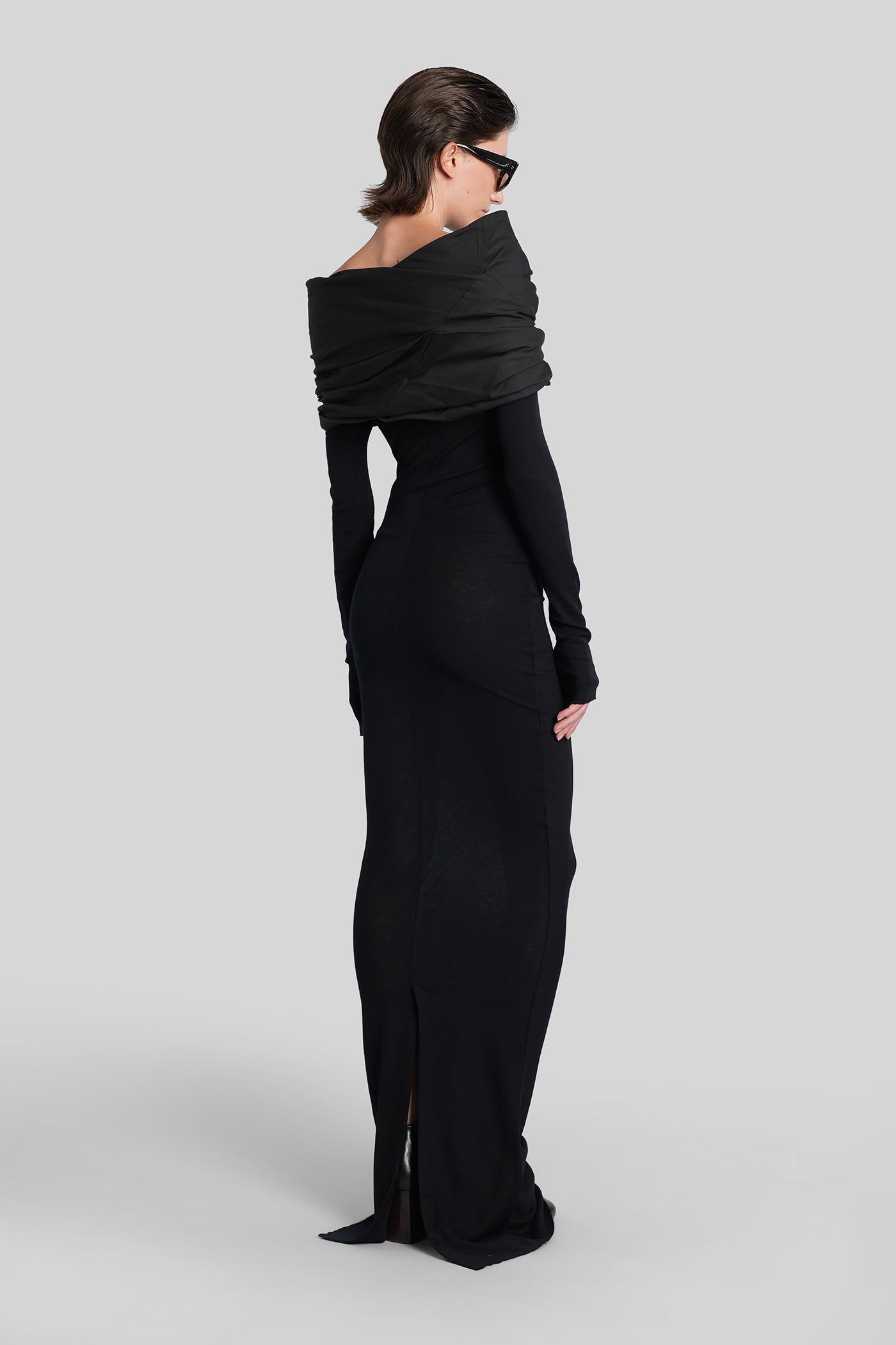 Entire Studios Draped-shoulder Maxi Dress In Black