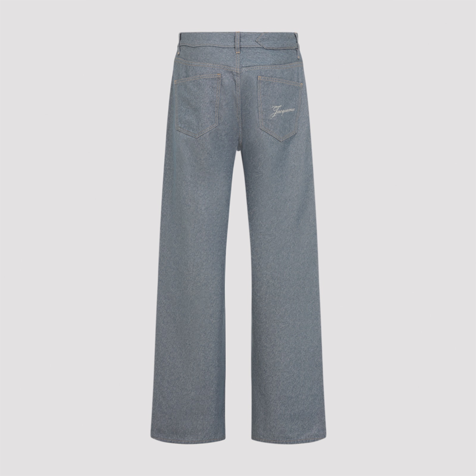 Jacquemus Straight Cut Denim Trousers Pockets In Blue
