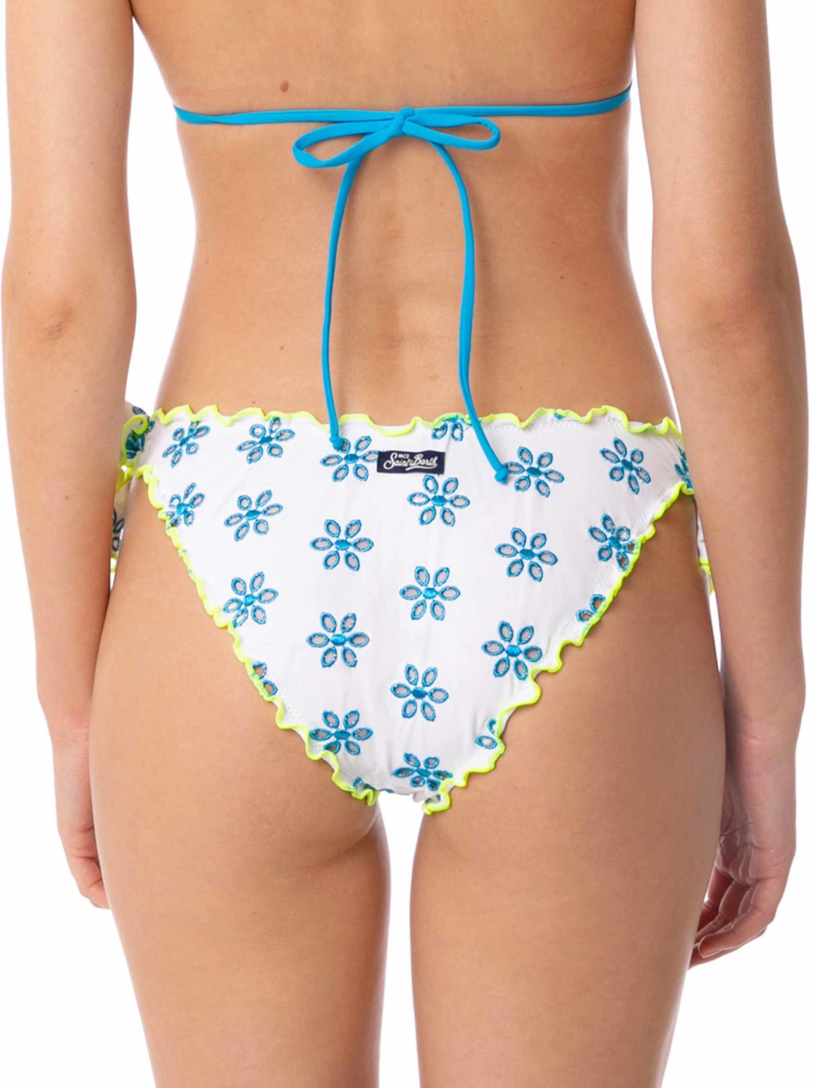 Mc2 Saint Barth Woman Sangallo Swim Briefs With Flower In White