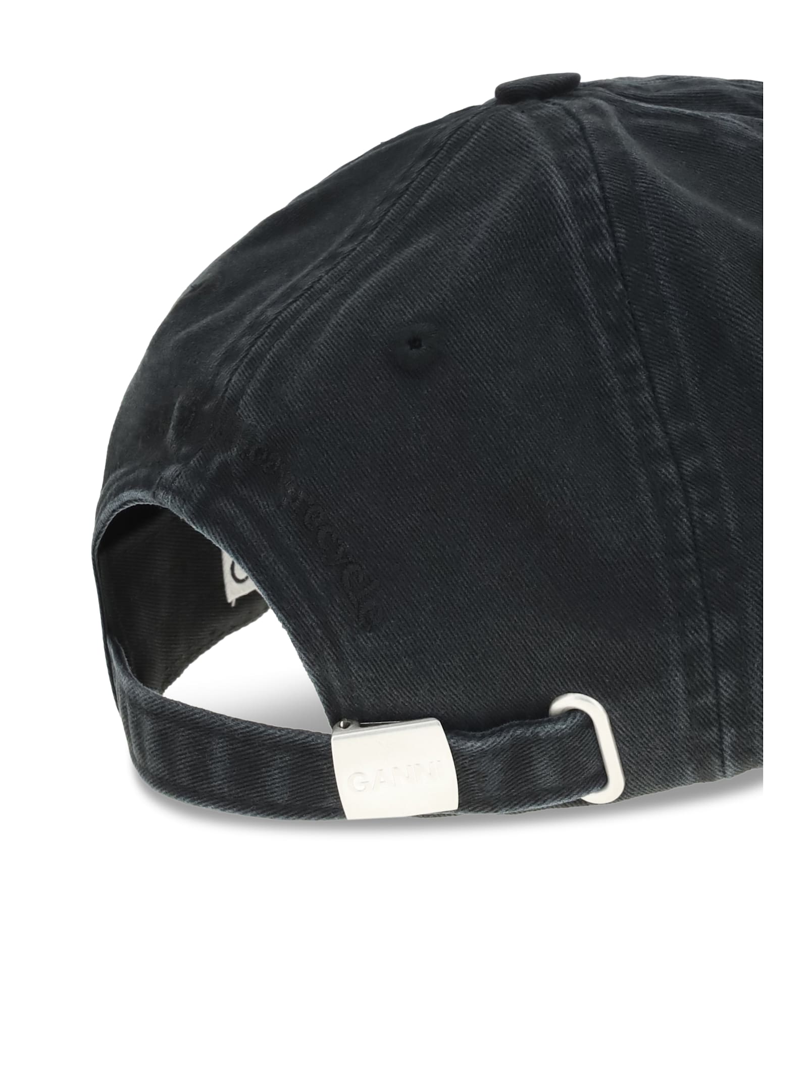 Ganni Women Puppy Organic Cotton Baseball Cap In Black