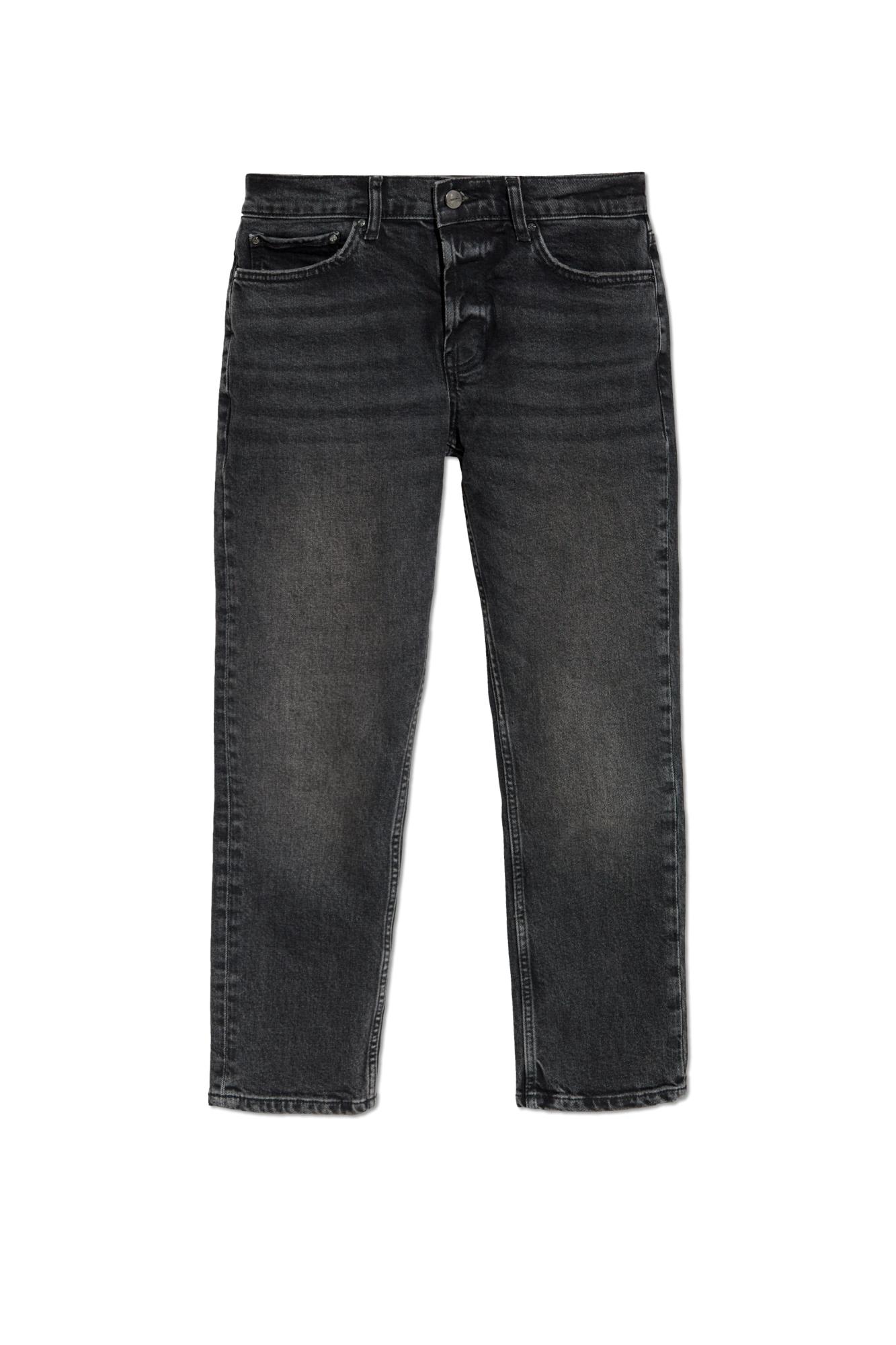 Shop Anine Bing Jeans With Logo In Washed Black