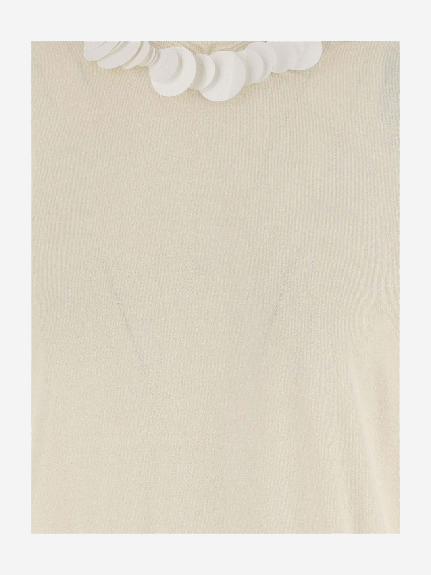 Shop Jil Sander Sequined Cotton Knit Top In Ivory