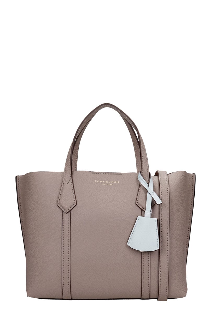 TORY BURCH PERRY TOTE IN GREY LEATHER,11774172
