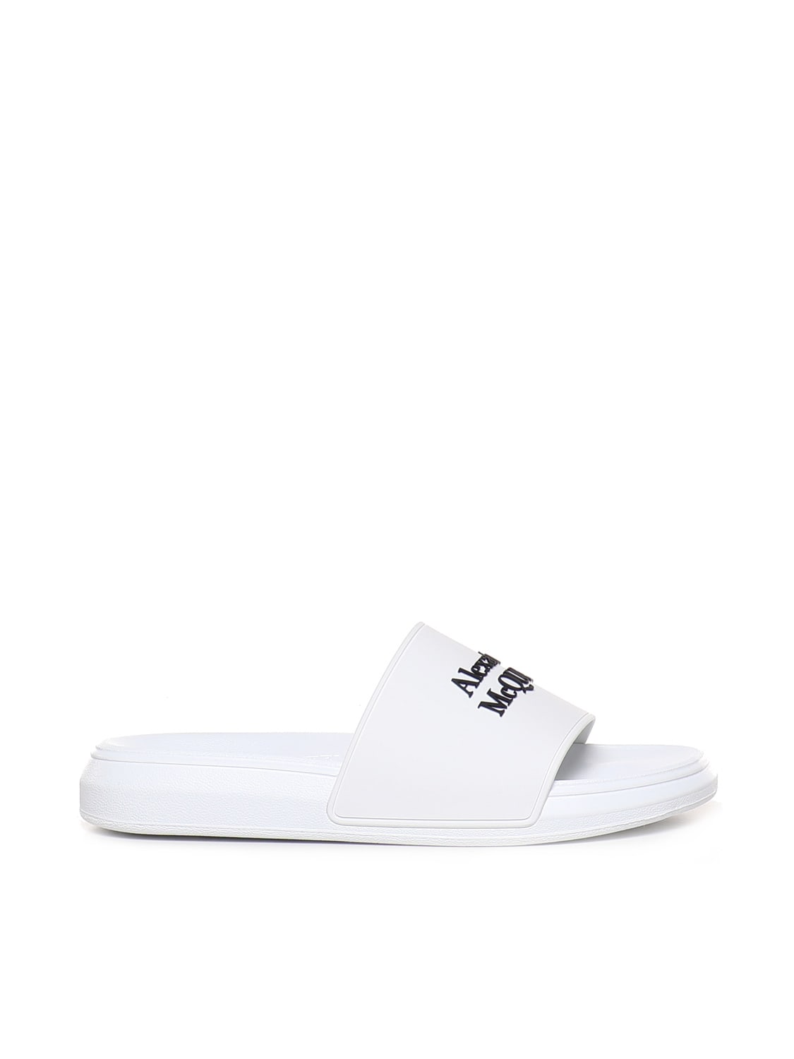 Shop Alexander Mcqueen Rubber Sandals With Logo In White