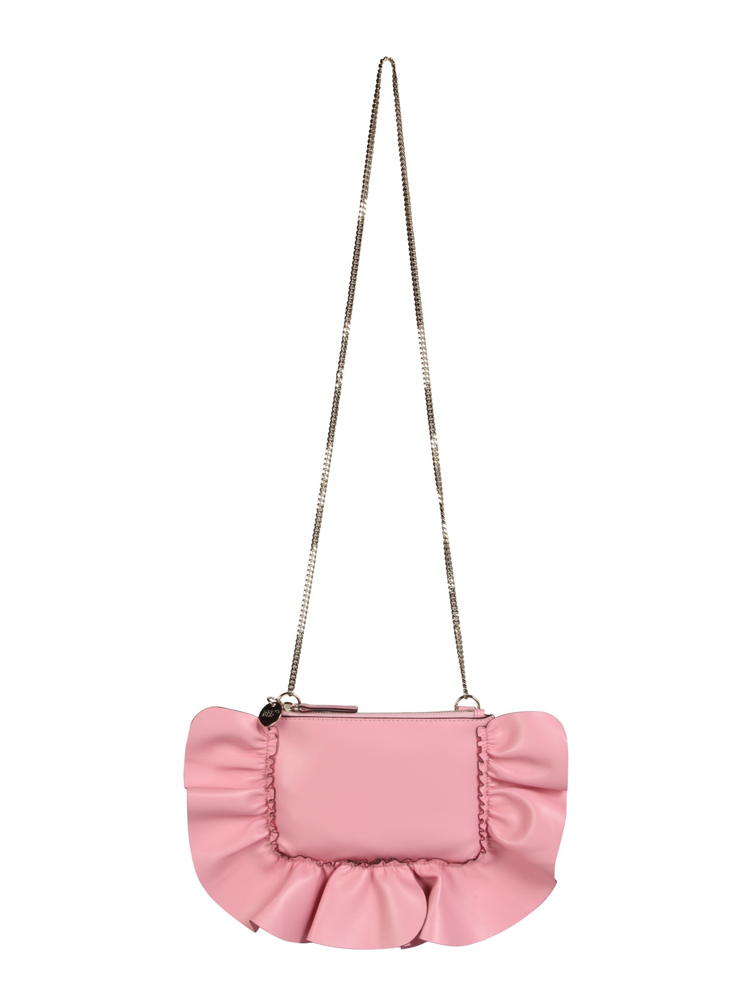 Red Valentino Leathers ROCK CLUTCH WITH RUFFLES