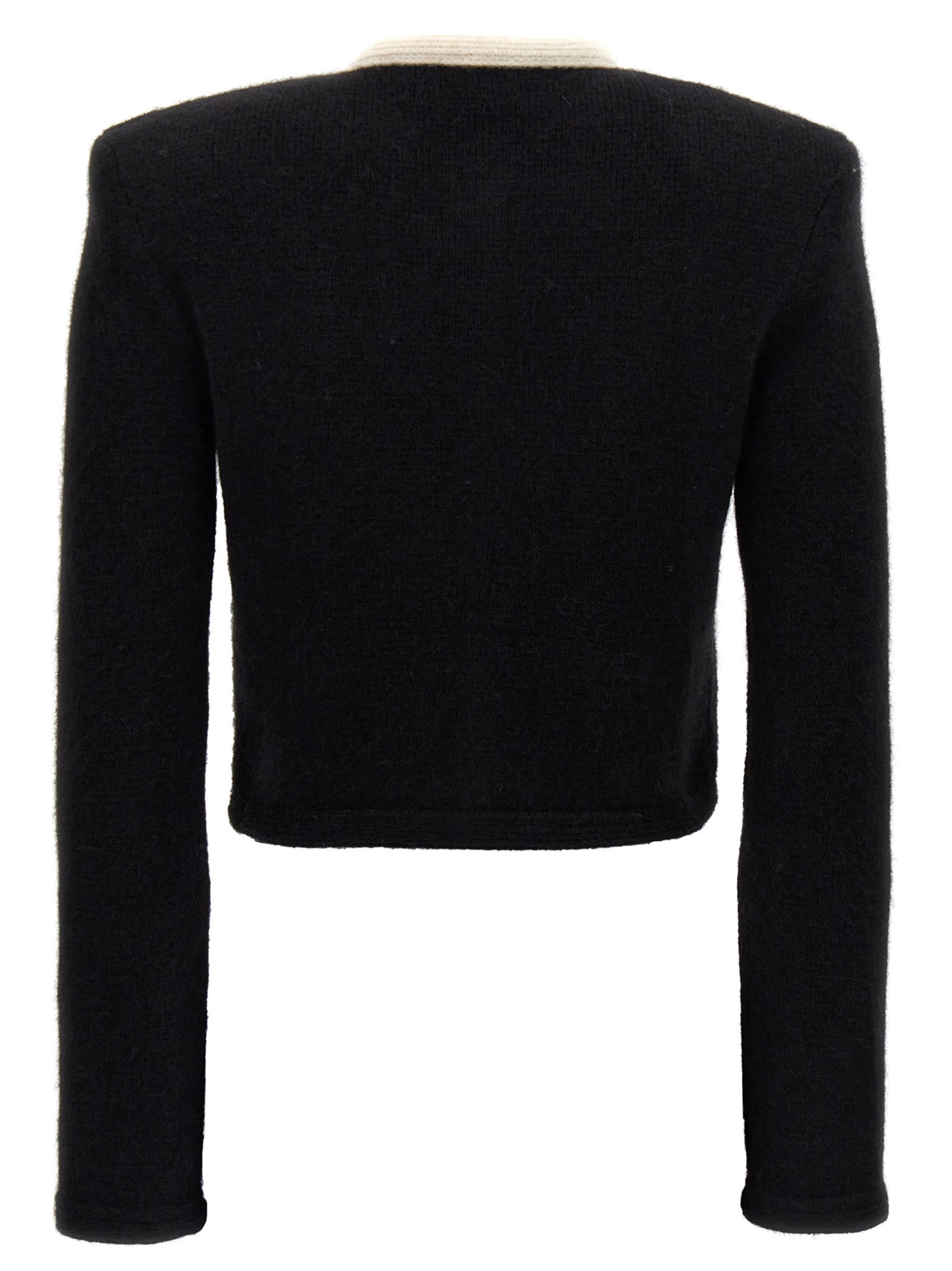 Alessandra Rich Alpaca Cropped Cardigan In Black