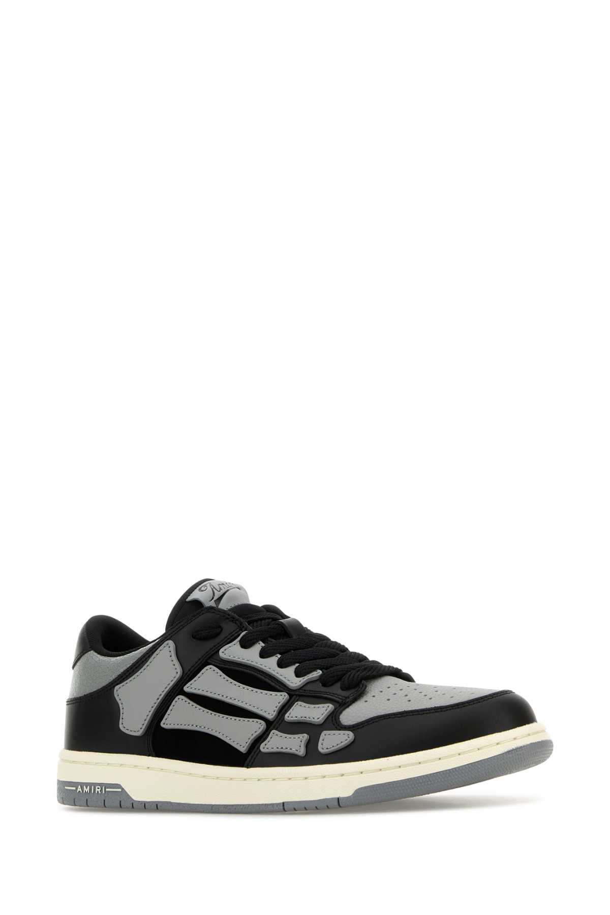 Amiri 'skel Top Low' Black Sneakers With Skeleton Patch