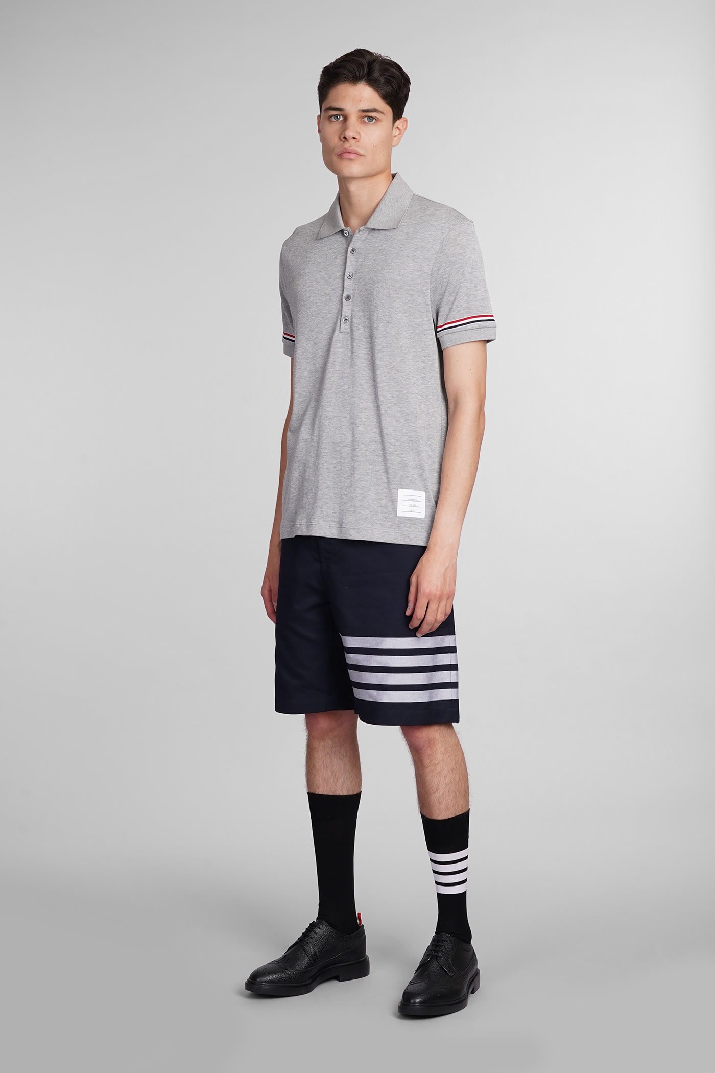 Shop Thom Browne Polo In Grey Cotton