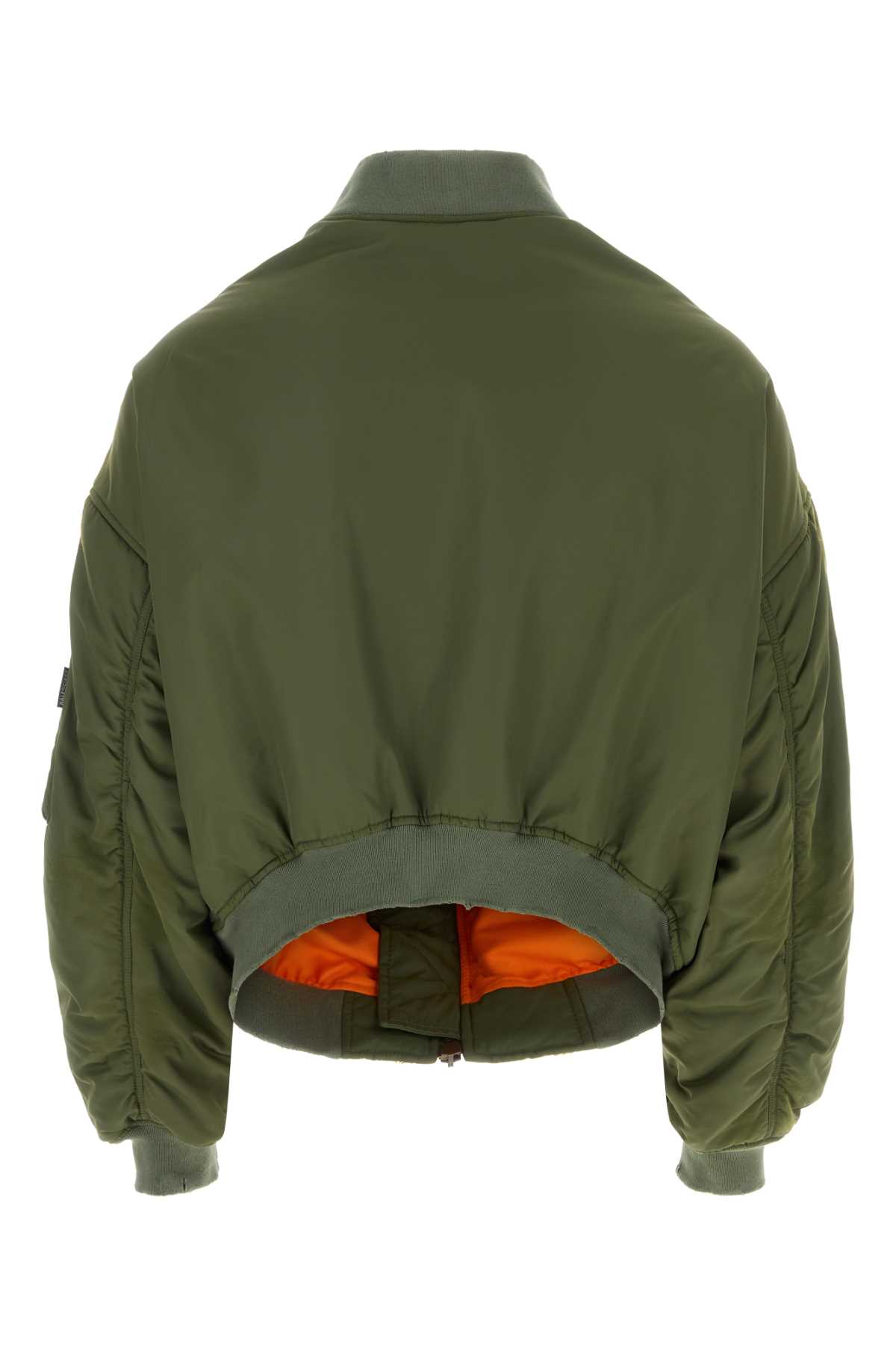 Shop Balenciaga Army Green Nylon Padded Bomber Jacket In Khaki