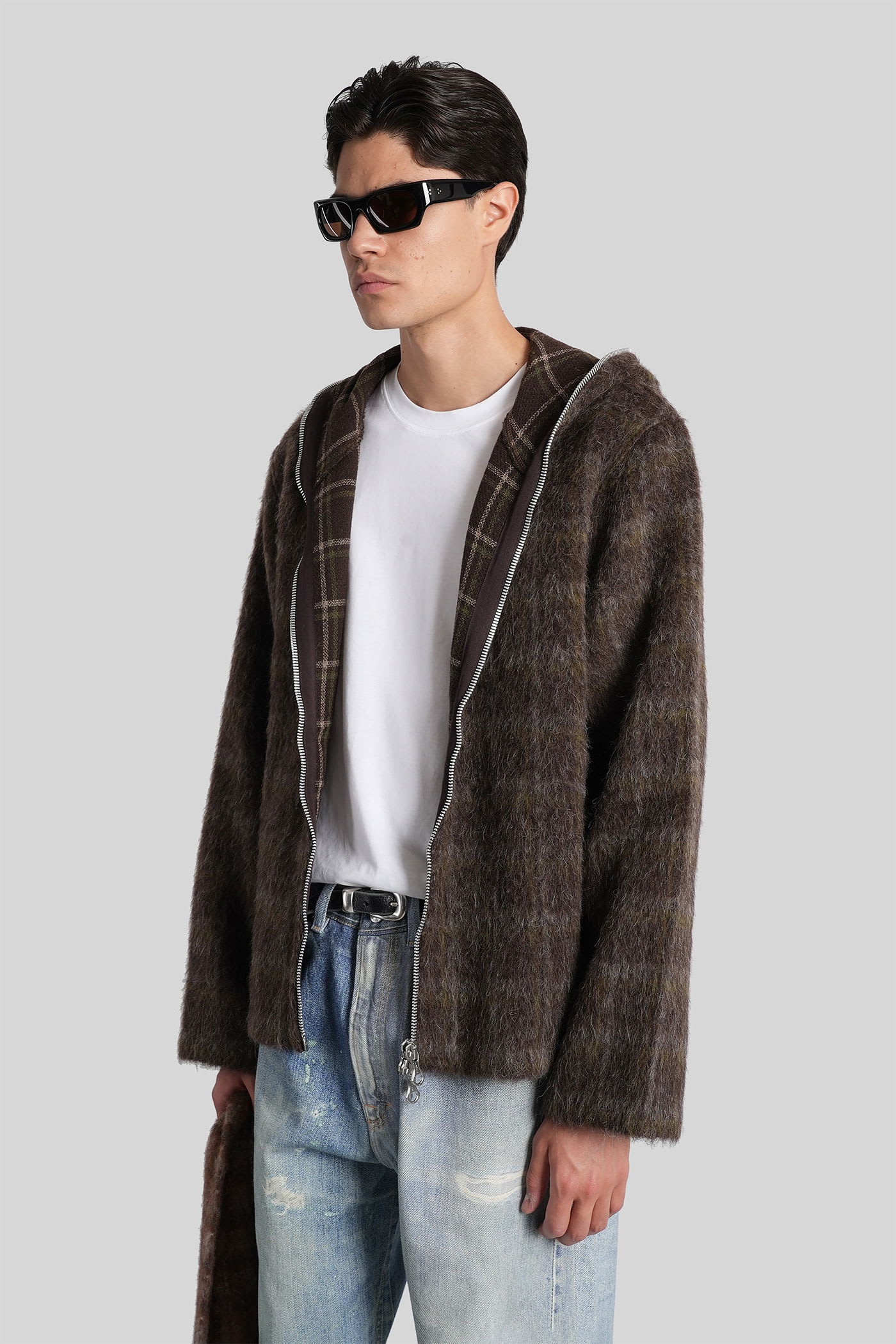 Our Legacy Check-pattern Wool-blend Sweatshirt In Brown