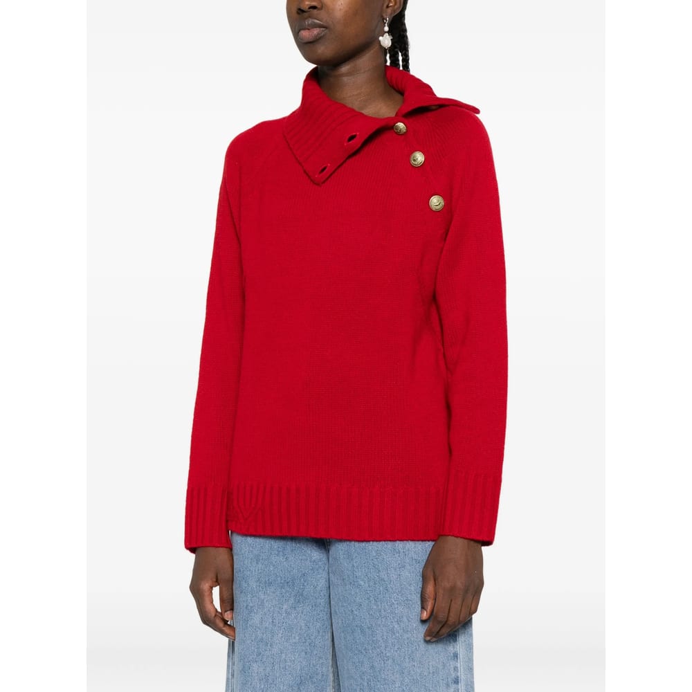 Zadig & Voltaire High-neck Button-detail Sweater In Red