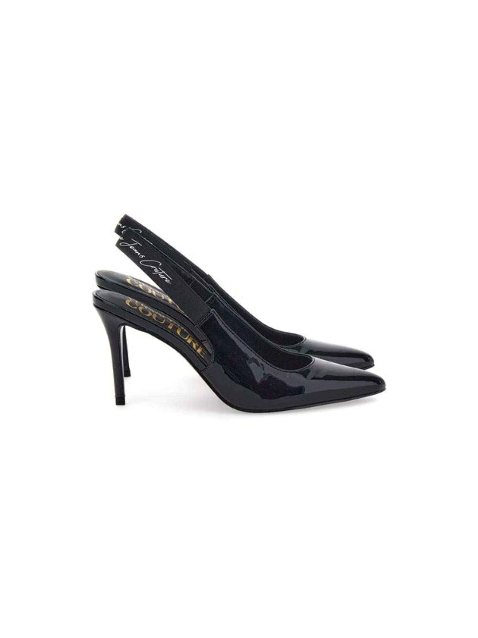 Versace Jeans Couture Patent-finish 90mm Slingback Pumps In Black