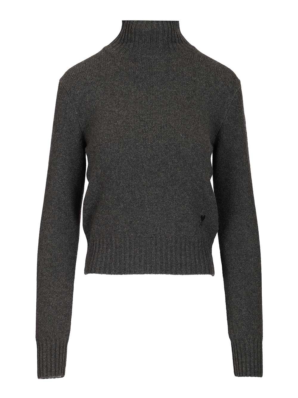 Ami Alexandre Mattiussi Fine Knit Cashmere Sweater With Classic Crew Neckline In Black