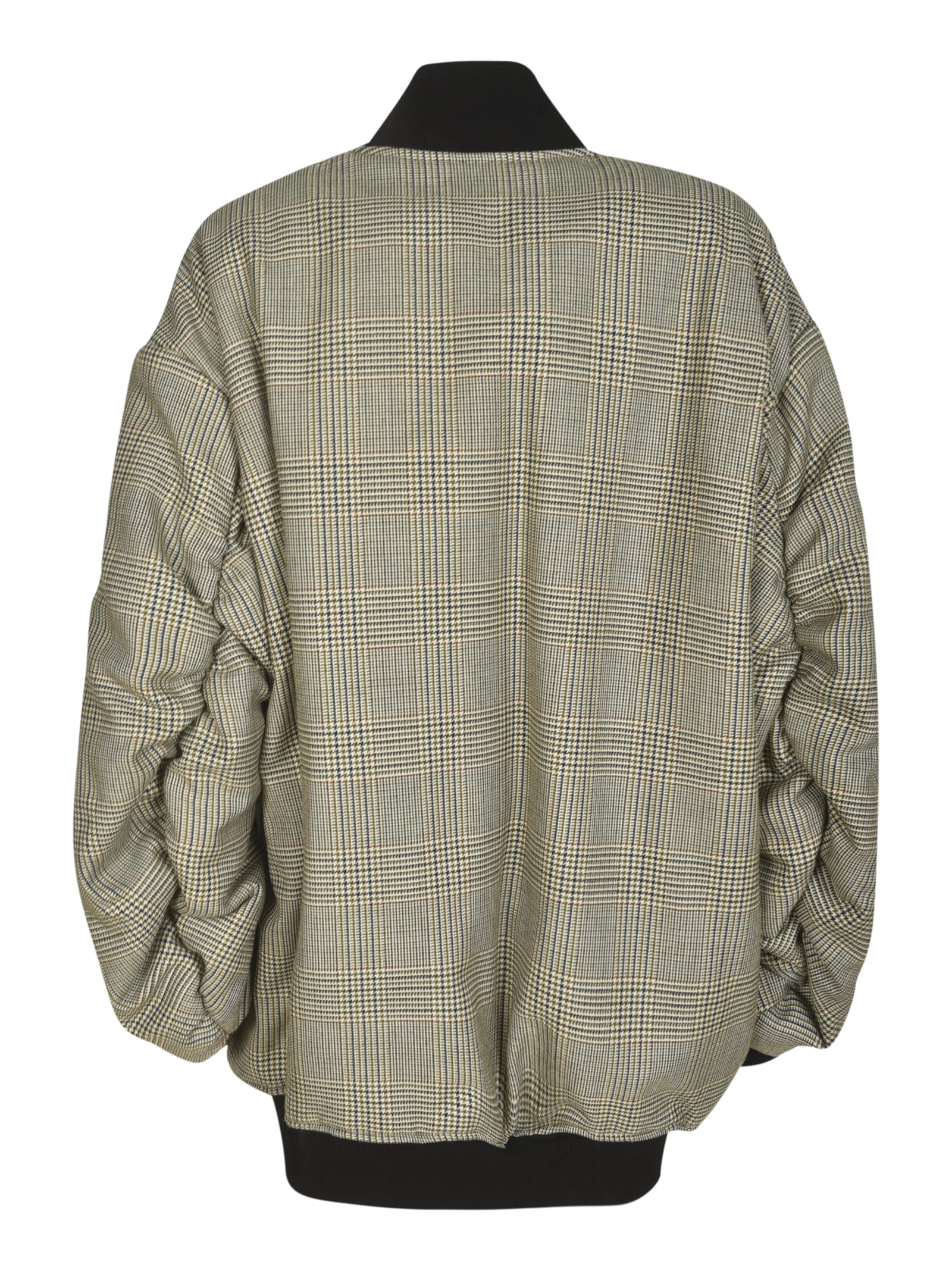 Alessandro Vigilante Check Pattern Rib Trim Zipped Bomber In Beige