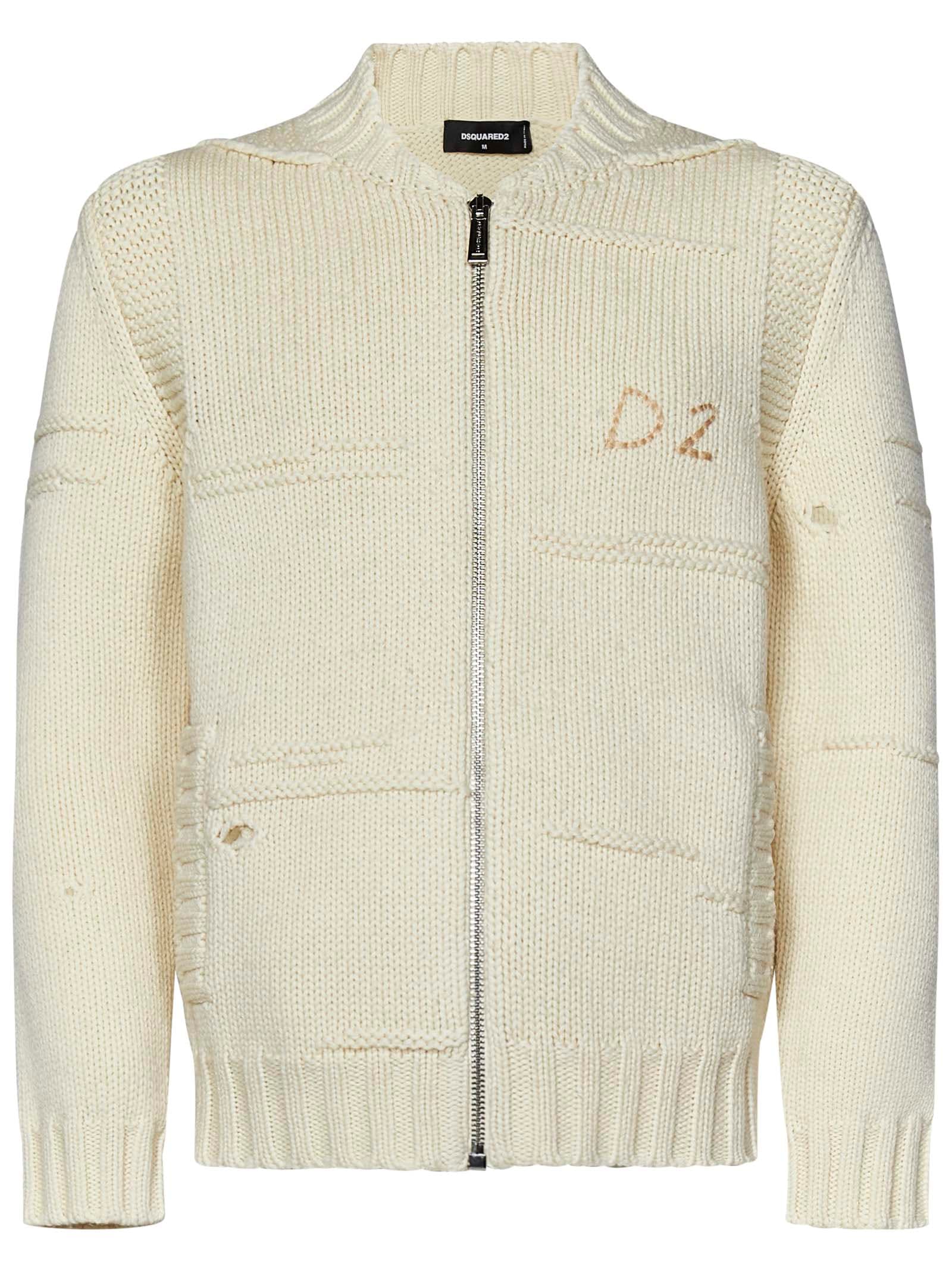 Shop Dsquared2 Cardigan In Ivory