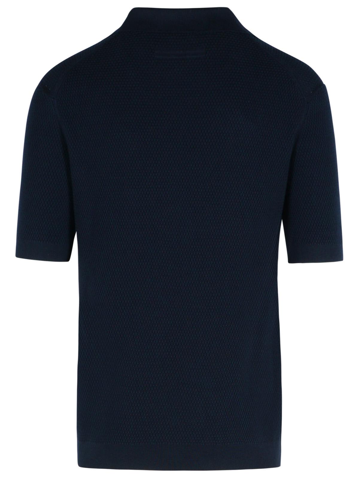 Shop Zegna Premium Polo Shirt In Blue Cotton